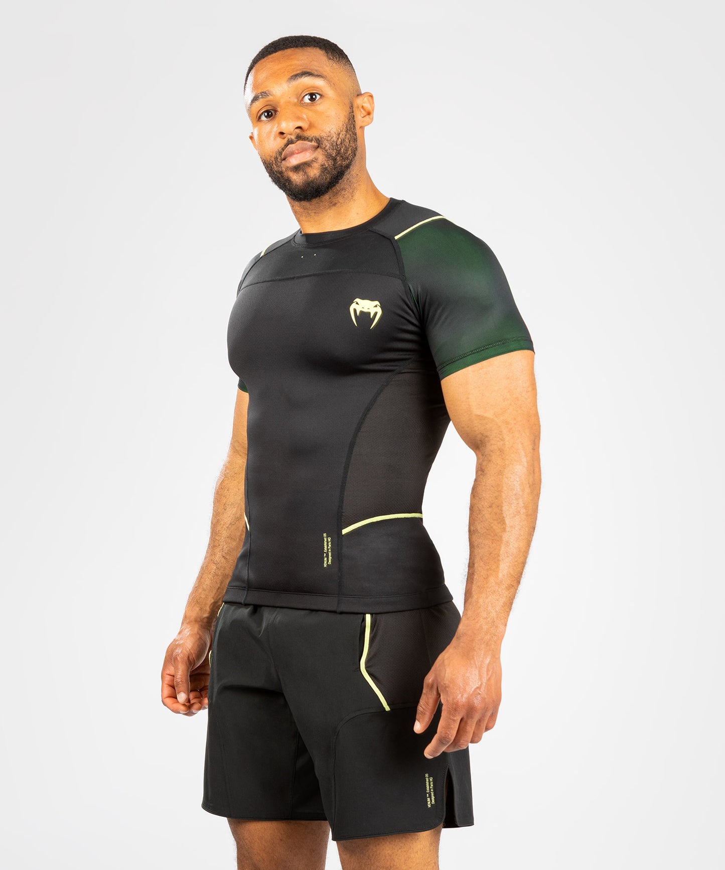 Rashguard Hommes - Manches courtes Venum Fusion 2.0 - Noir/Jaune