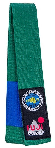 FUJIMAE Ceinture de Taekwondo ITF Cinturón Bicolor – Verde/Azul
