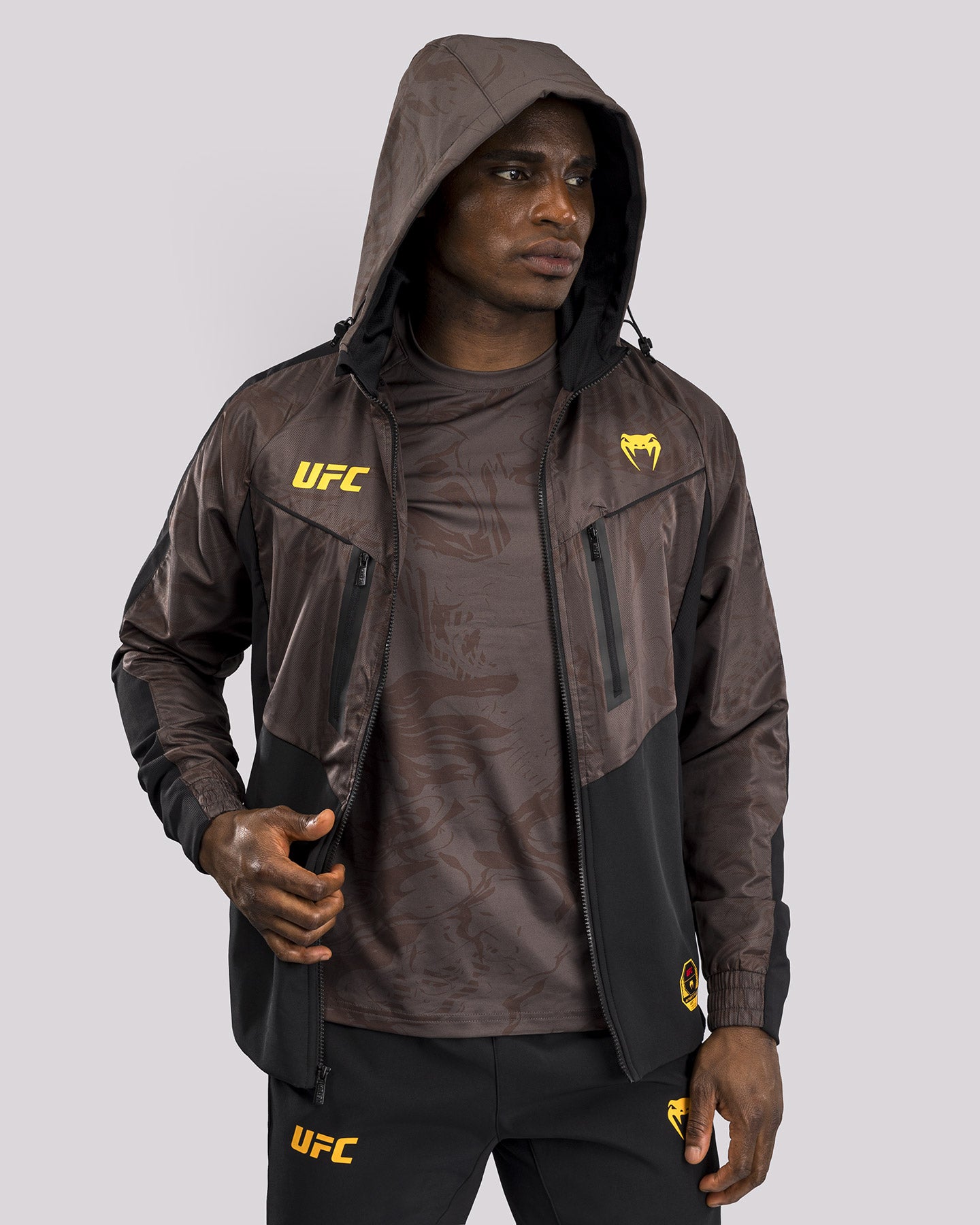 Veste à Capuche Zippé pour Hommes UFC Fusion by Venum Fight Week - Marron Terrestre