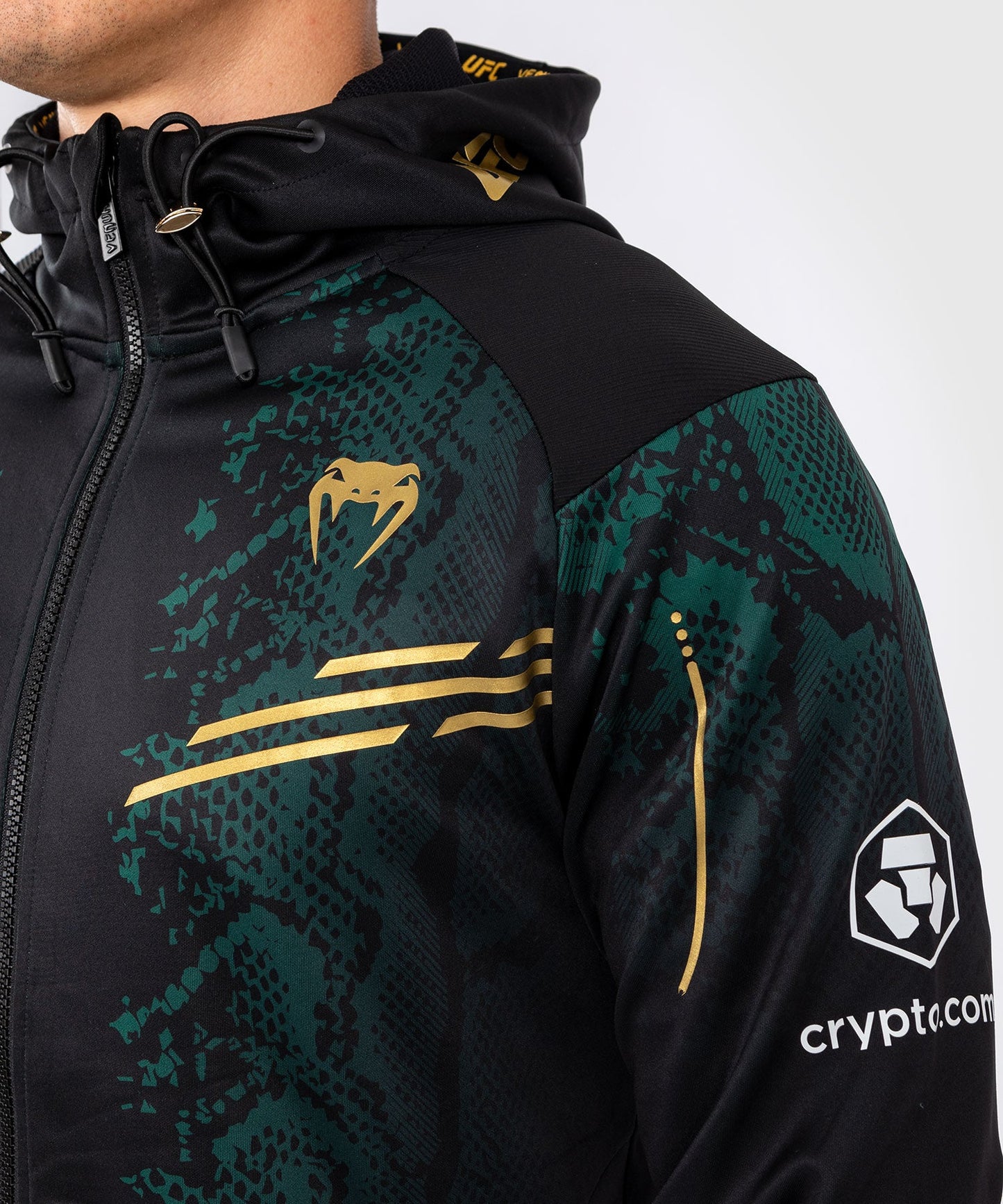 Veste à capuche pour Hommes UFC Adrenaline by Venum Authentic Fight Night - Emerald Edition - Vert/Noir/Or
