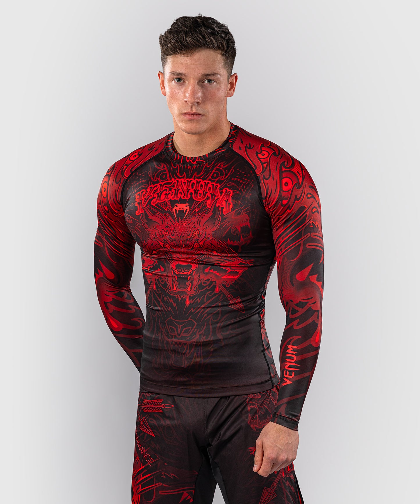 Venum Wolf Atak Long Sleeve Rashguard - Black/Red