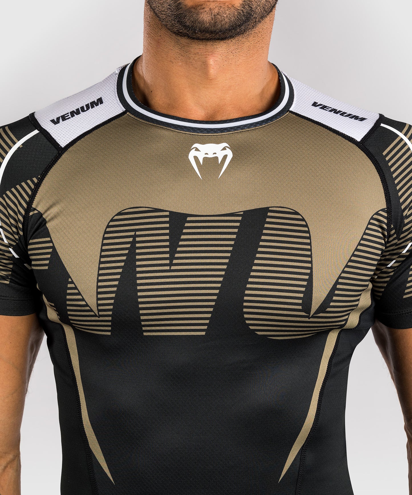Venum Adrenaline Short Sleeve Rashguard - Black/Sand