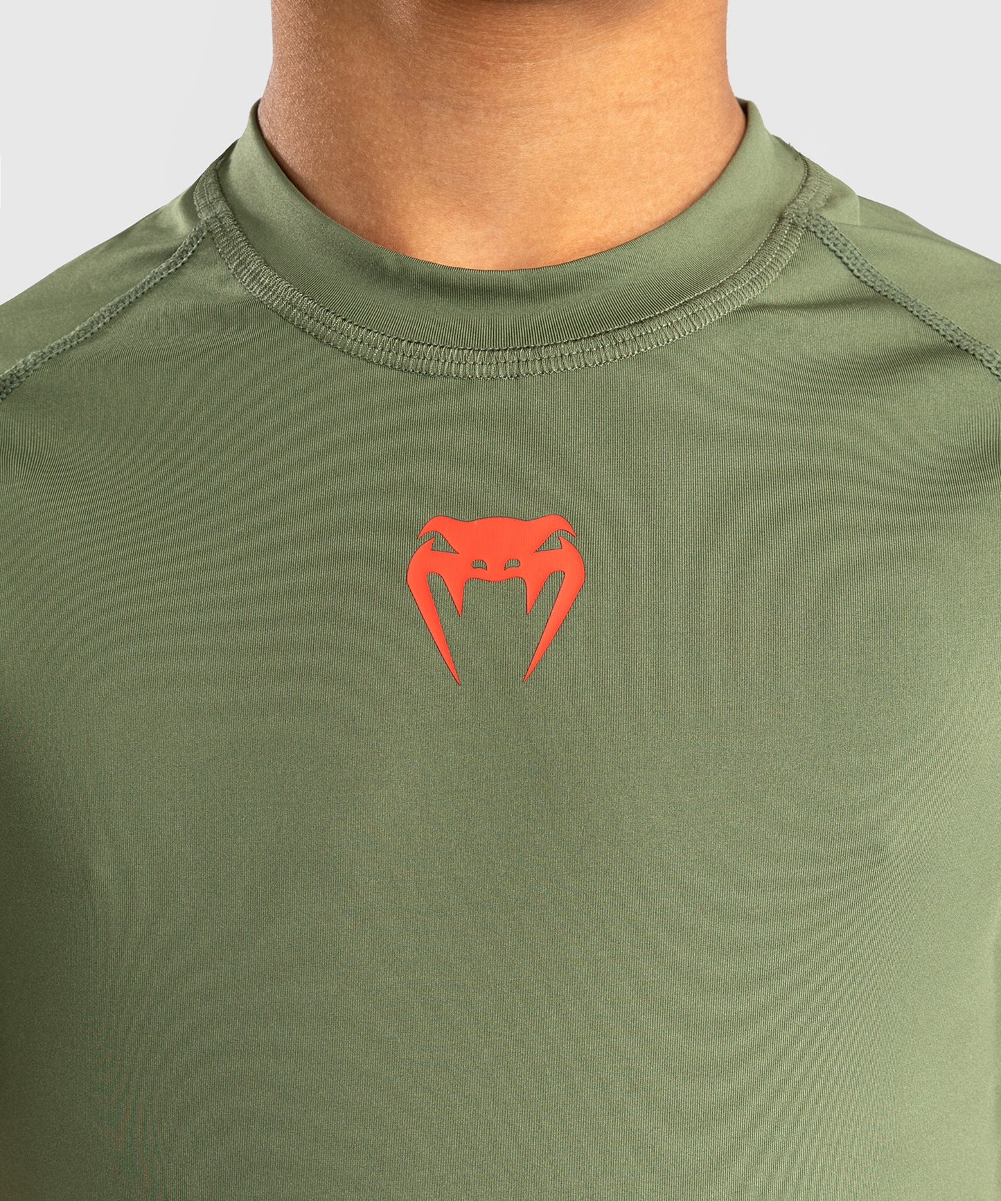 Venum Contender Kinder Rashguards Kurze Ärmel - Armeegrün/Orange