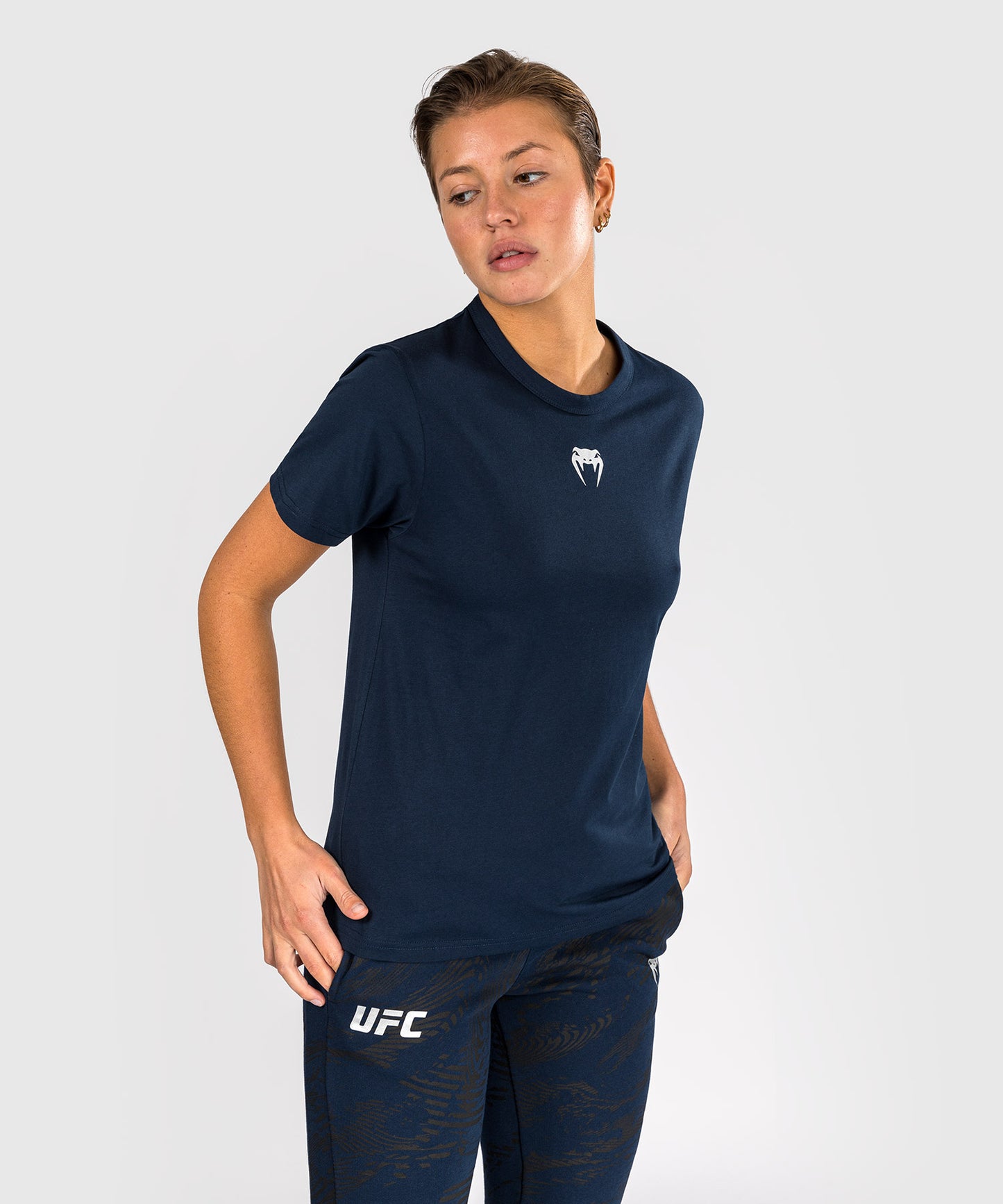 UFC Fusion by Venum Fight Week Damen Kurzarm Baumwoll T-Shirt - Solid Ozeanisches Blau