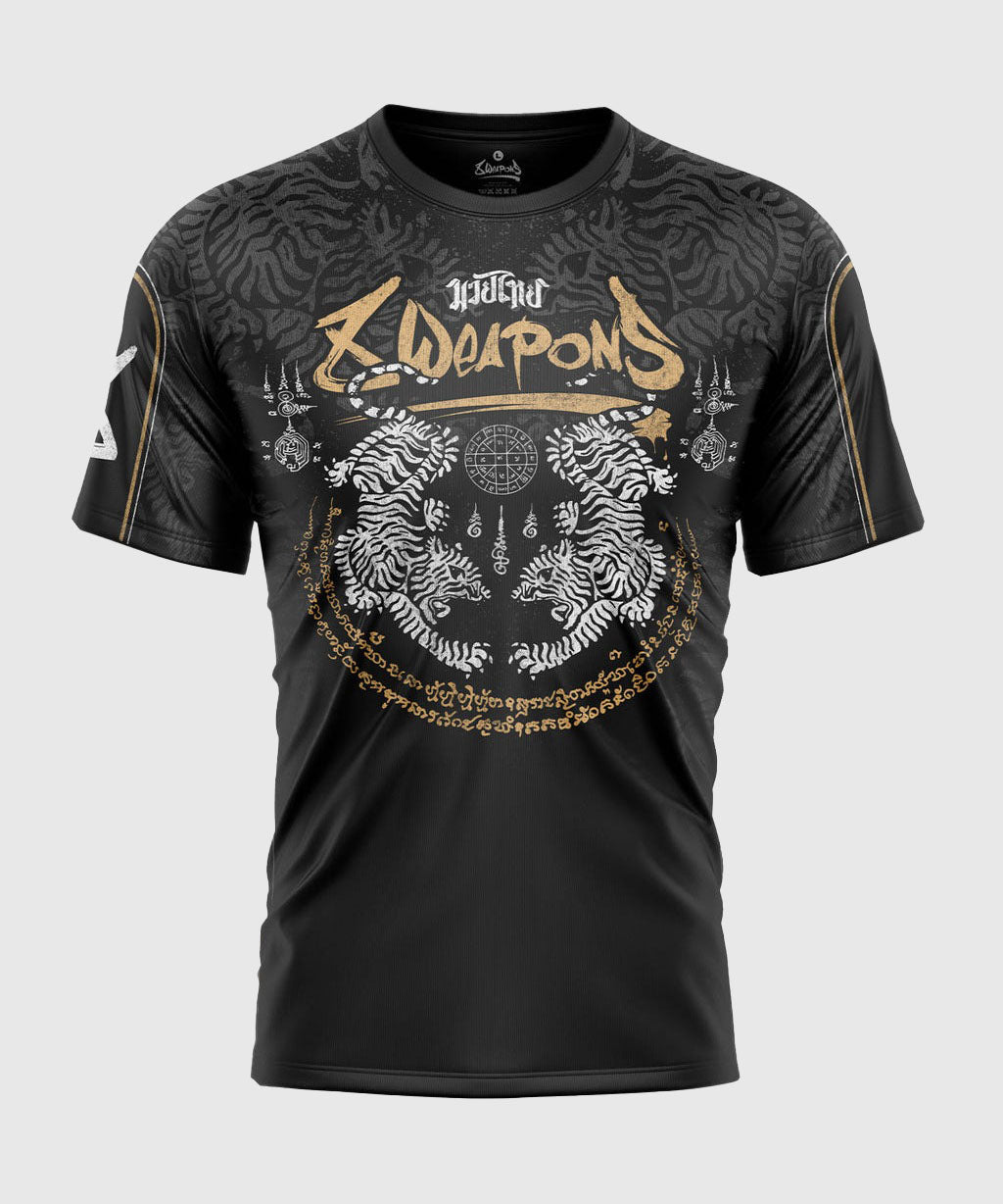 8 Weapons Functional Tiger Yant Camiseta - Negro/Amarillo