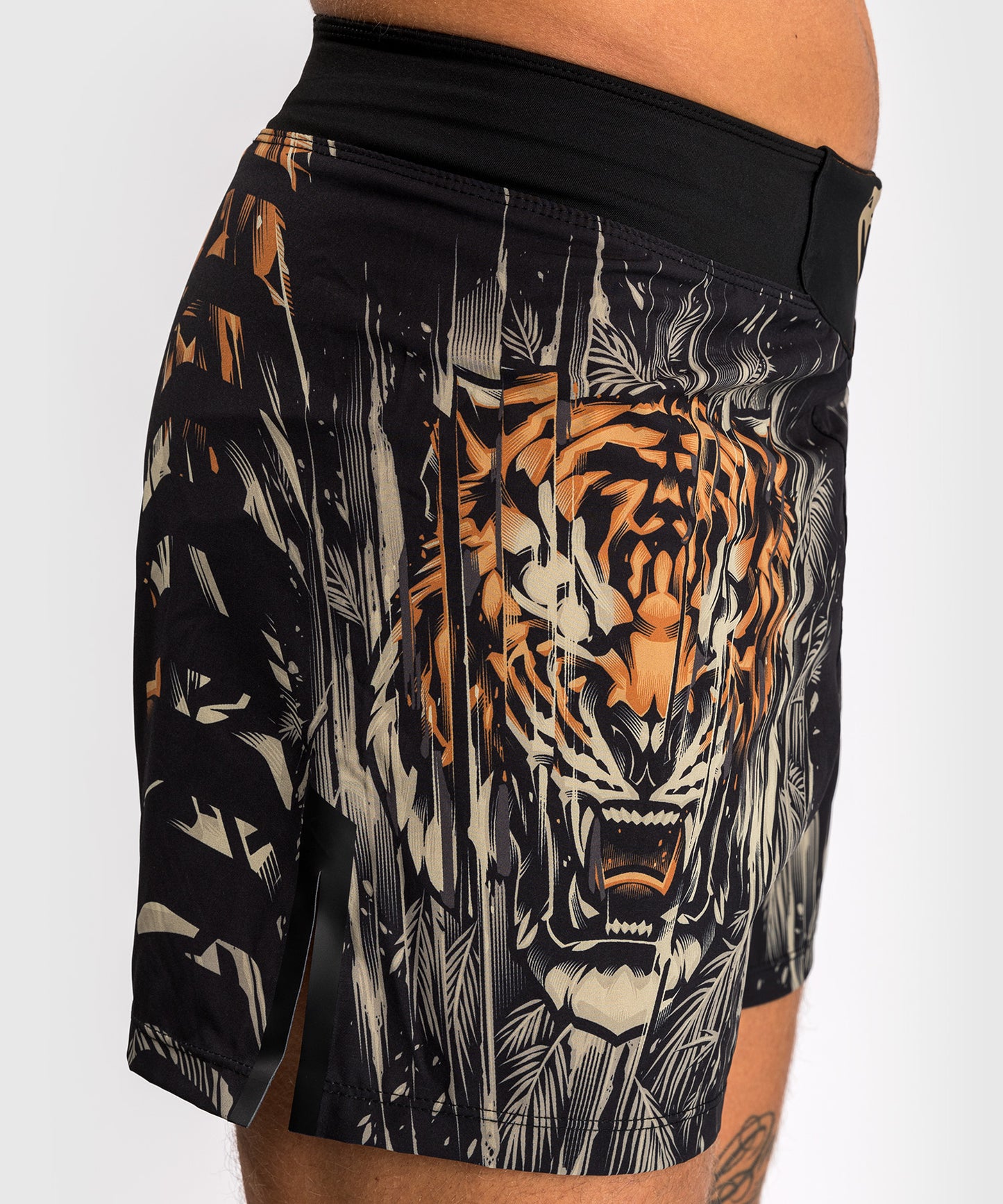 Short de Combat Venum Tiger pour Hommes - Noir/Orange Néon