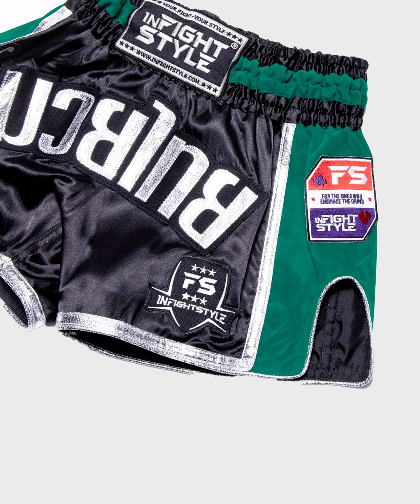 Infightstyle Fs Rt20 Retro Pantaloncini da Muay Thai - Nero/Verde