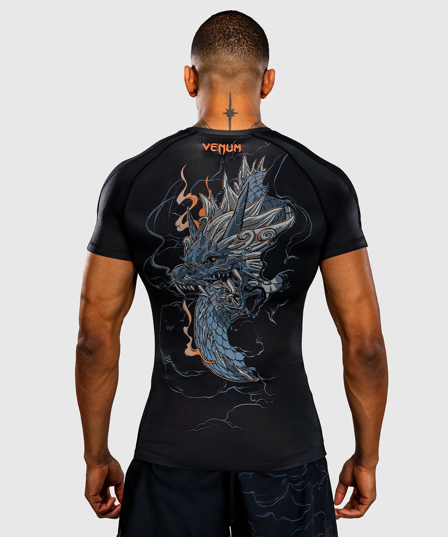 Rashguard à Manches Courtes Venum Thunder Dragon – Noir/Gris/Cuivre
