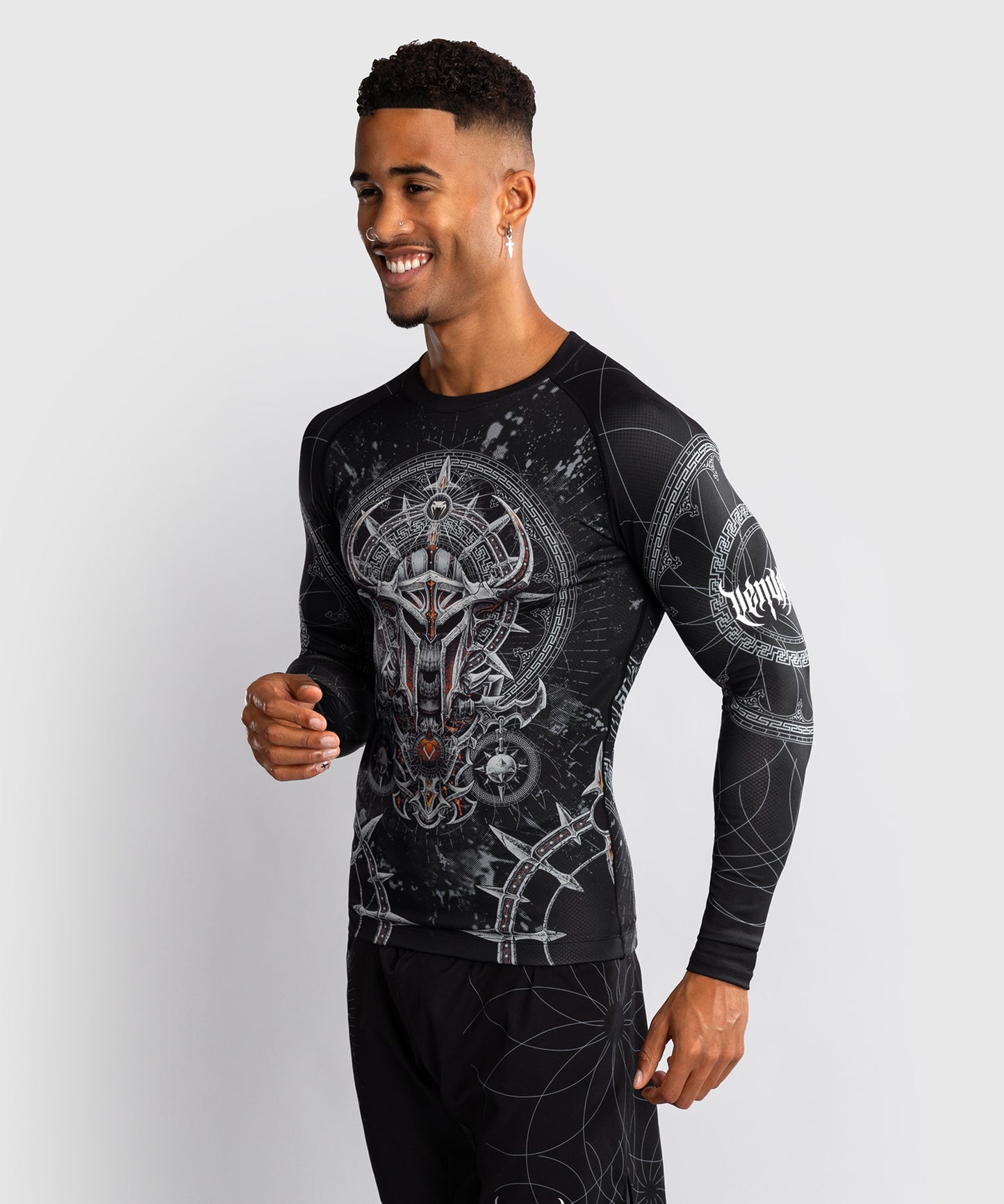 Rashguard à Manches Longues pour Hommes Venum Gladiator 5.0 - Noir/Argent