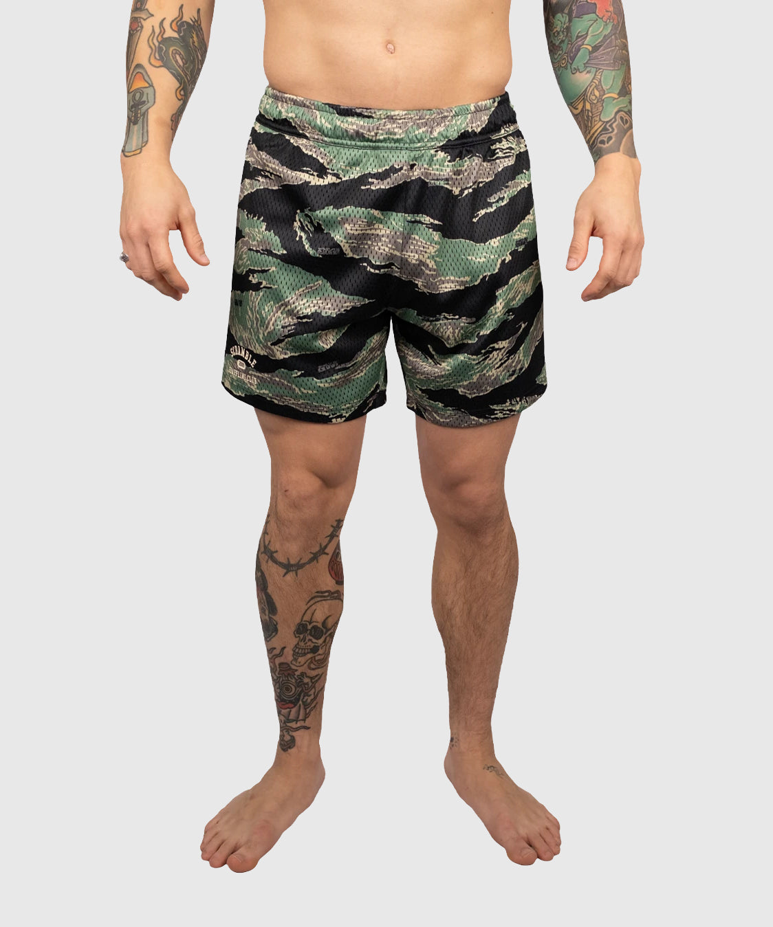Scramble Mesh Tiger Camo Grappling-Shorts - Schwarz