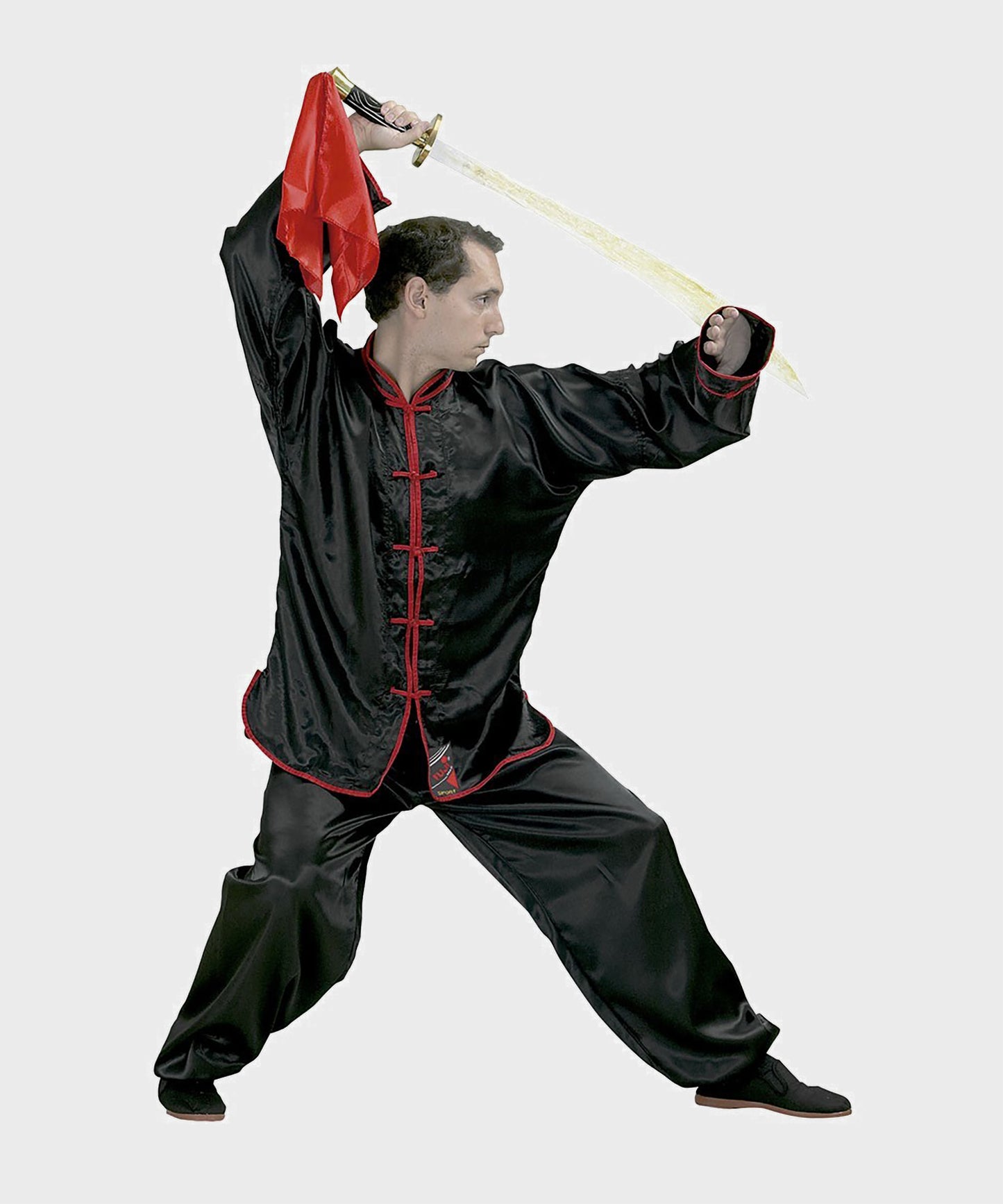 Fujimae Kung-Fu Anzug aus Satin - Schwarz