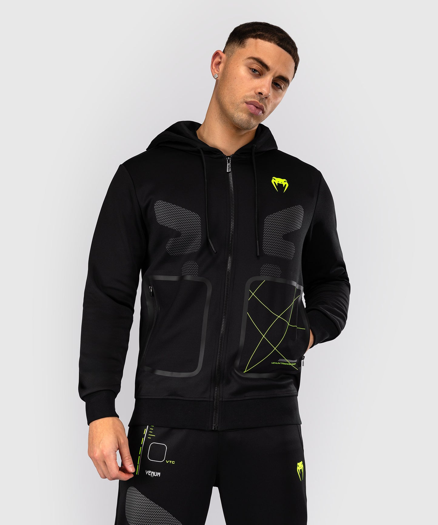 Sweat à capuche zippé Venum Training Camp 4.0 - Noir/Vert Fluo