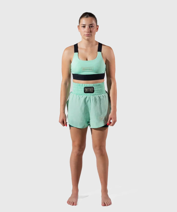 Metal Boxe Deep Waters Pantaloncini da Combattimento 2 in 1 da Donna - Verde