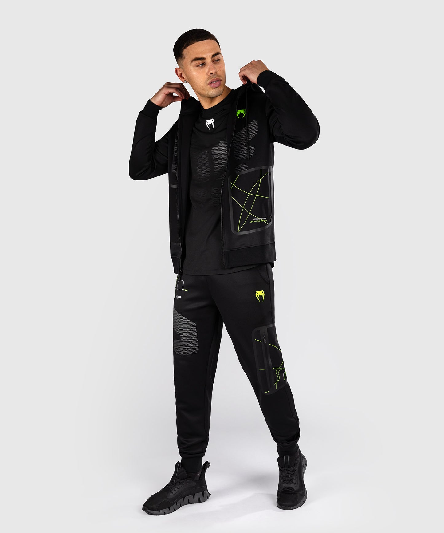 Sweat à capuche zippé Venum Training Camp 4.0 - Noir/Vert Fluo