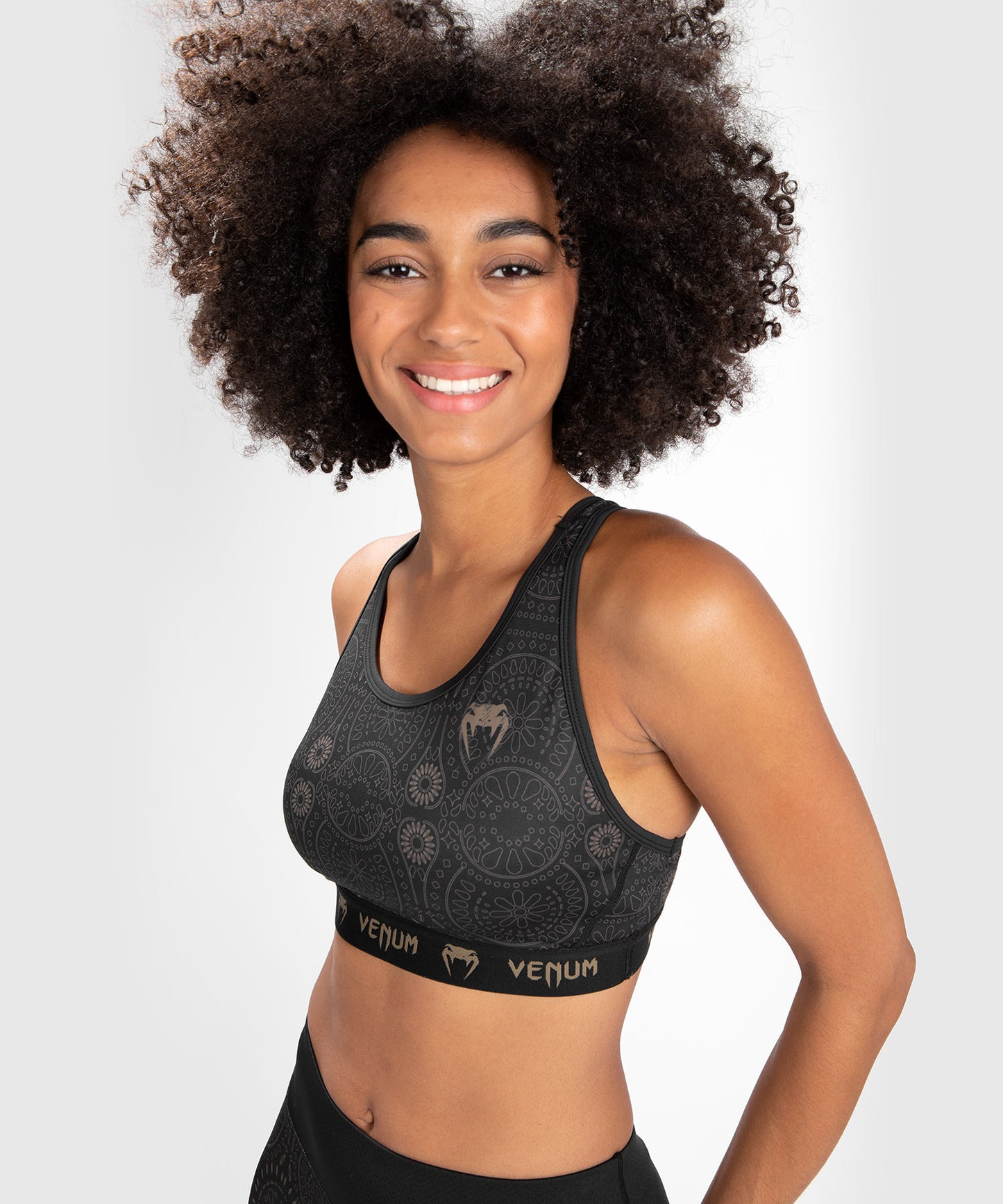 Sujetador deportivo Venum Santa Muerte Dark Side para mujer - Negro/Marrón