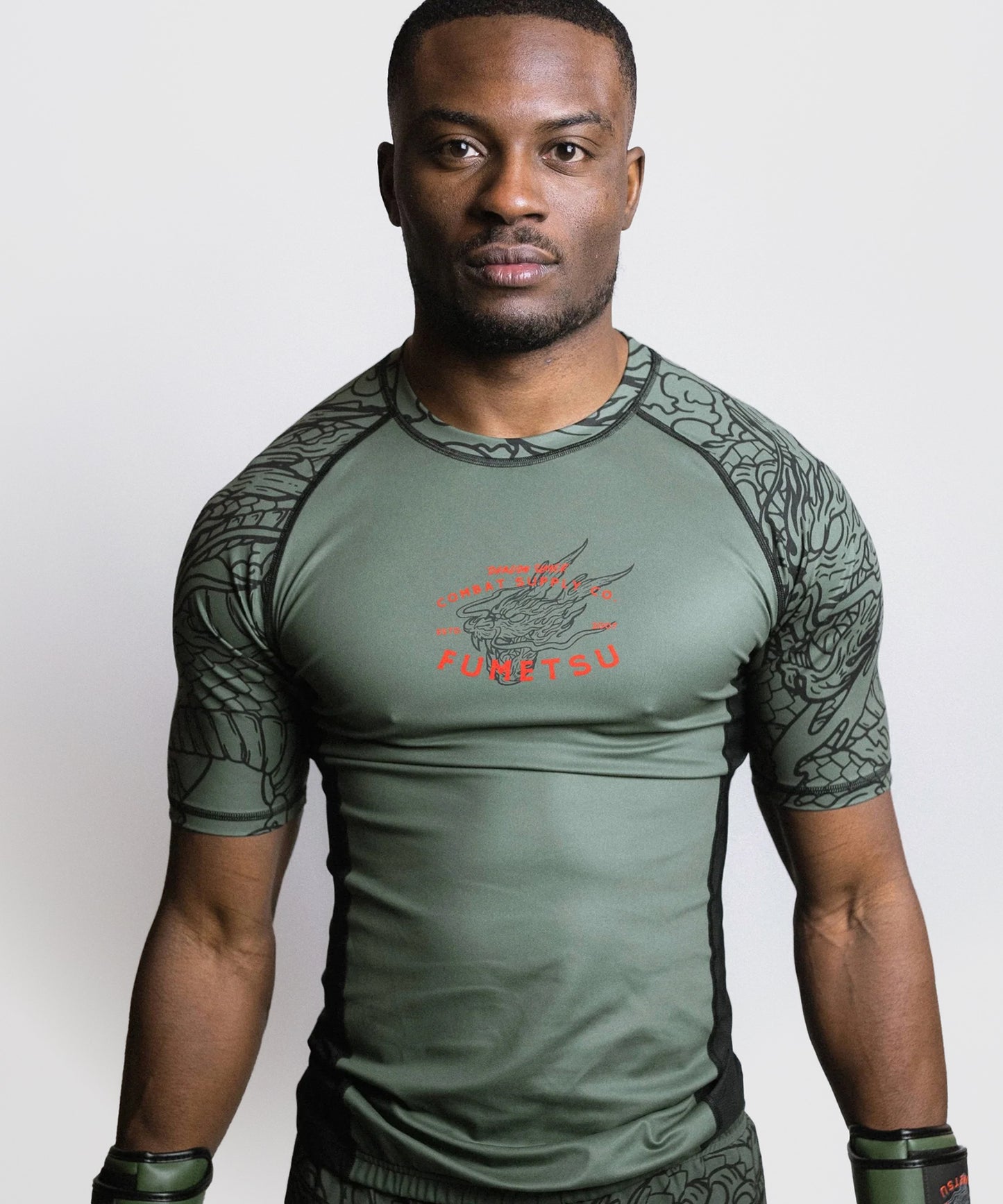 Fumetsu Dragon Slayer Kurzarm-Rashguard - Khaki/Orange