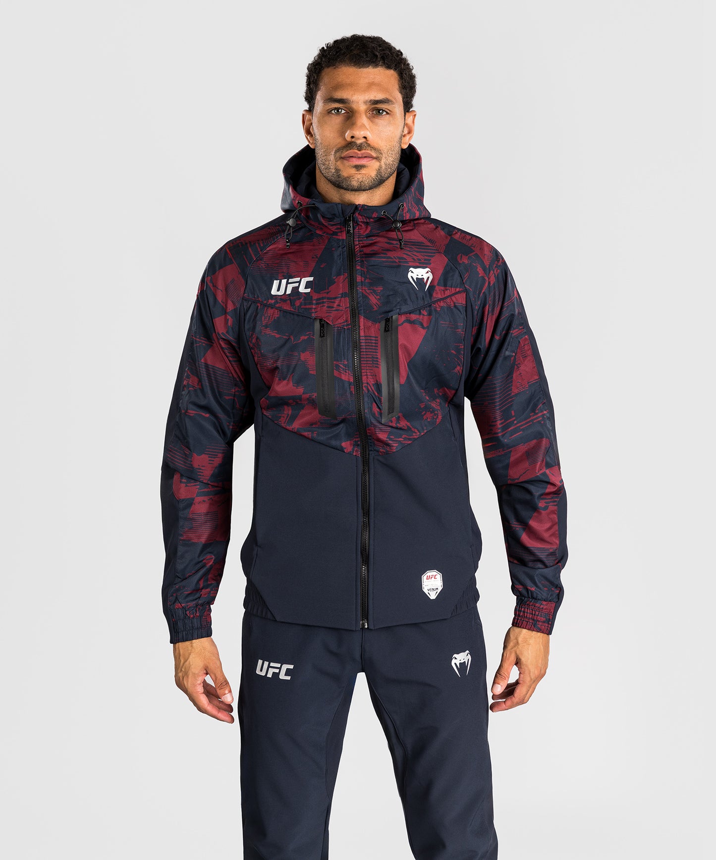 Sweat à capuche zippé Homme UFC Zenith by Venum Authentic Fight Week - Bleu marine/Bordeaux/Argent