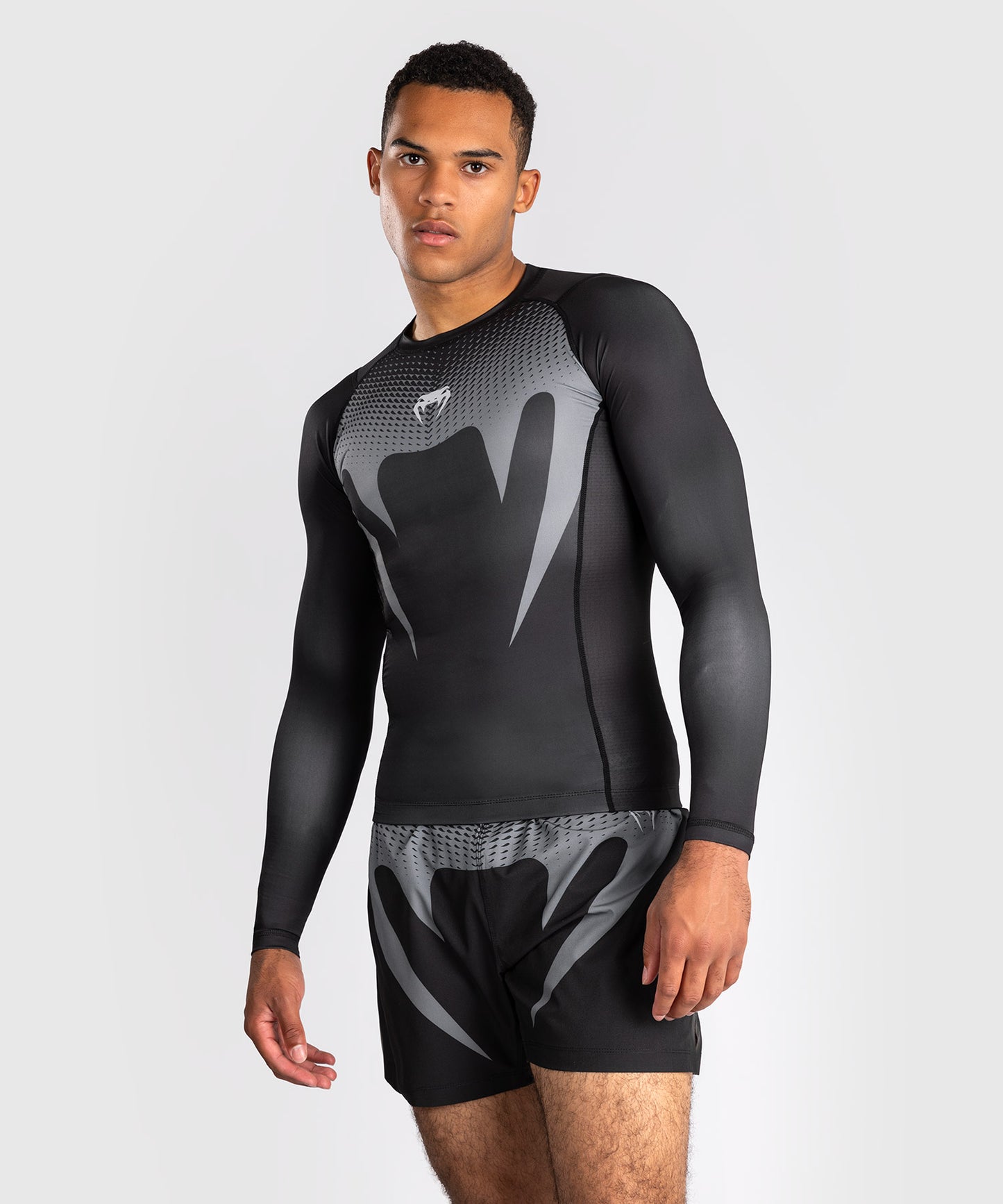 Venum No Gi Rashguards - Black/ Silver Grey