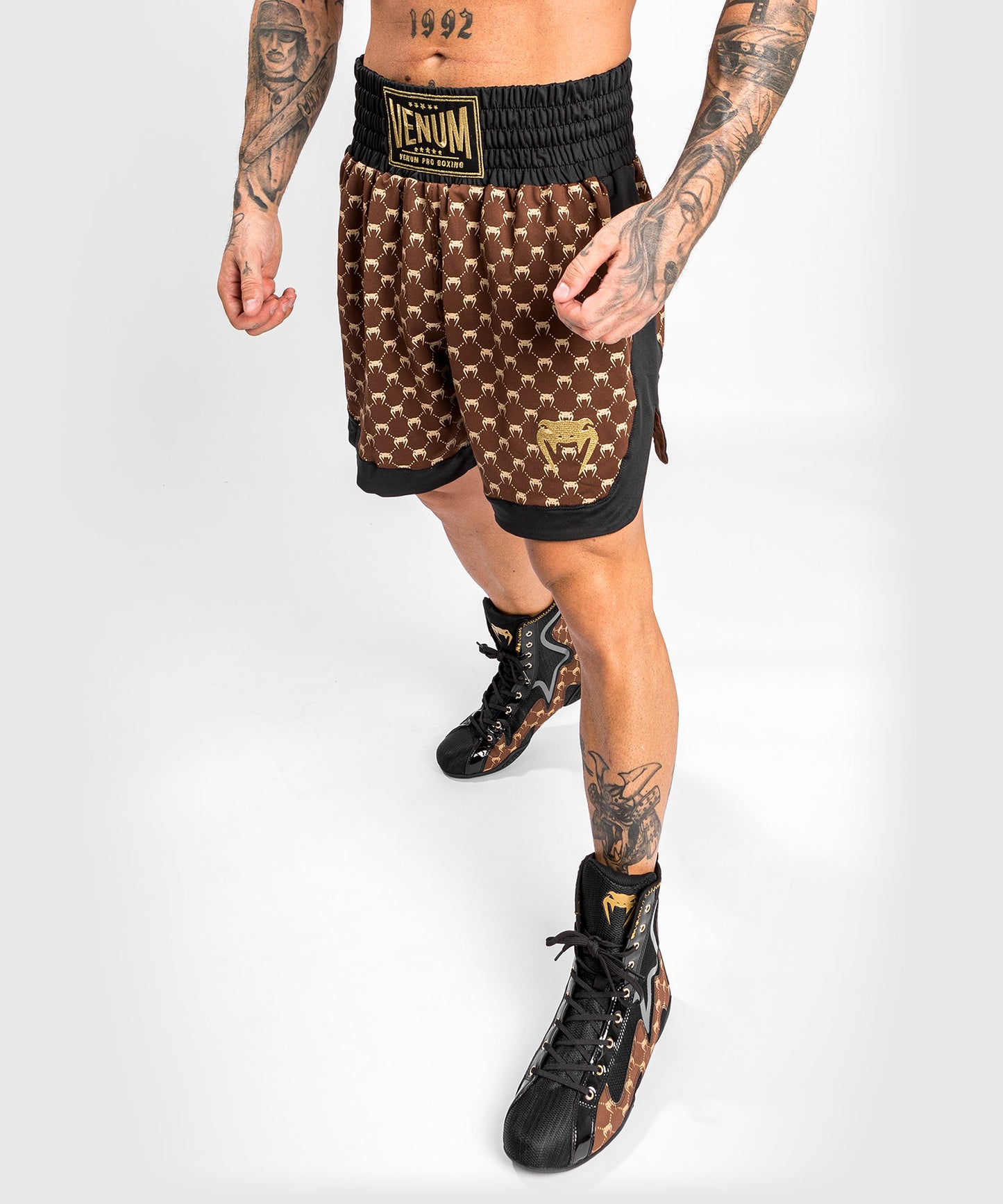 Short de Boxe Venum Monogram - Noir/Marron