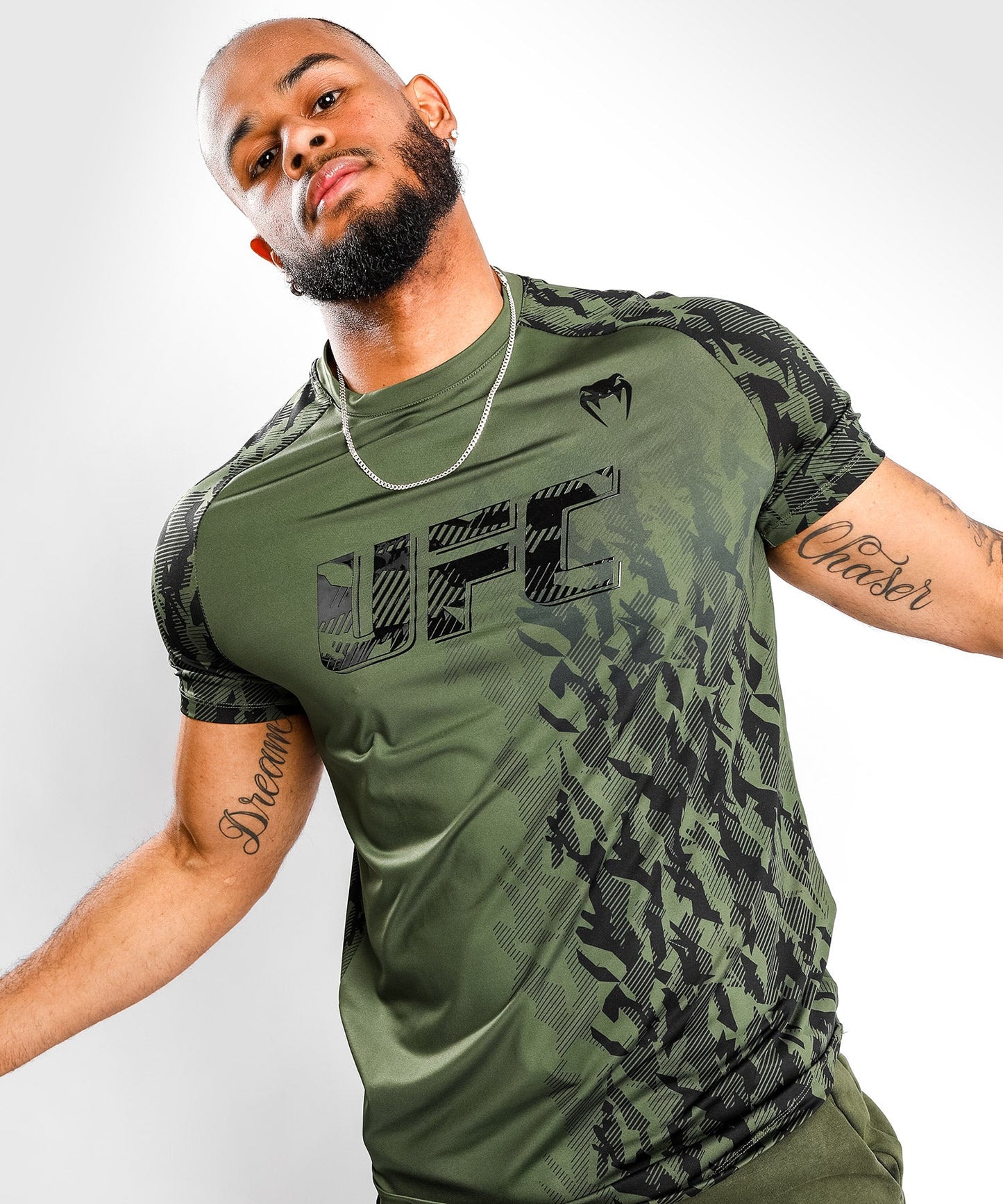 UFC Men's Short Sleeve Technical T-Shirt Venum Authentic Fight Week - Khaki