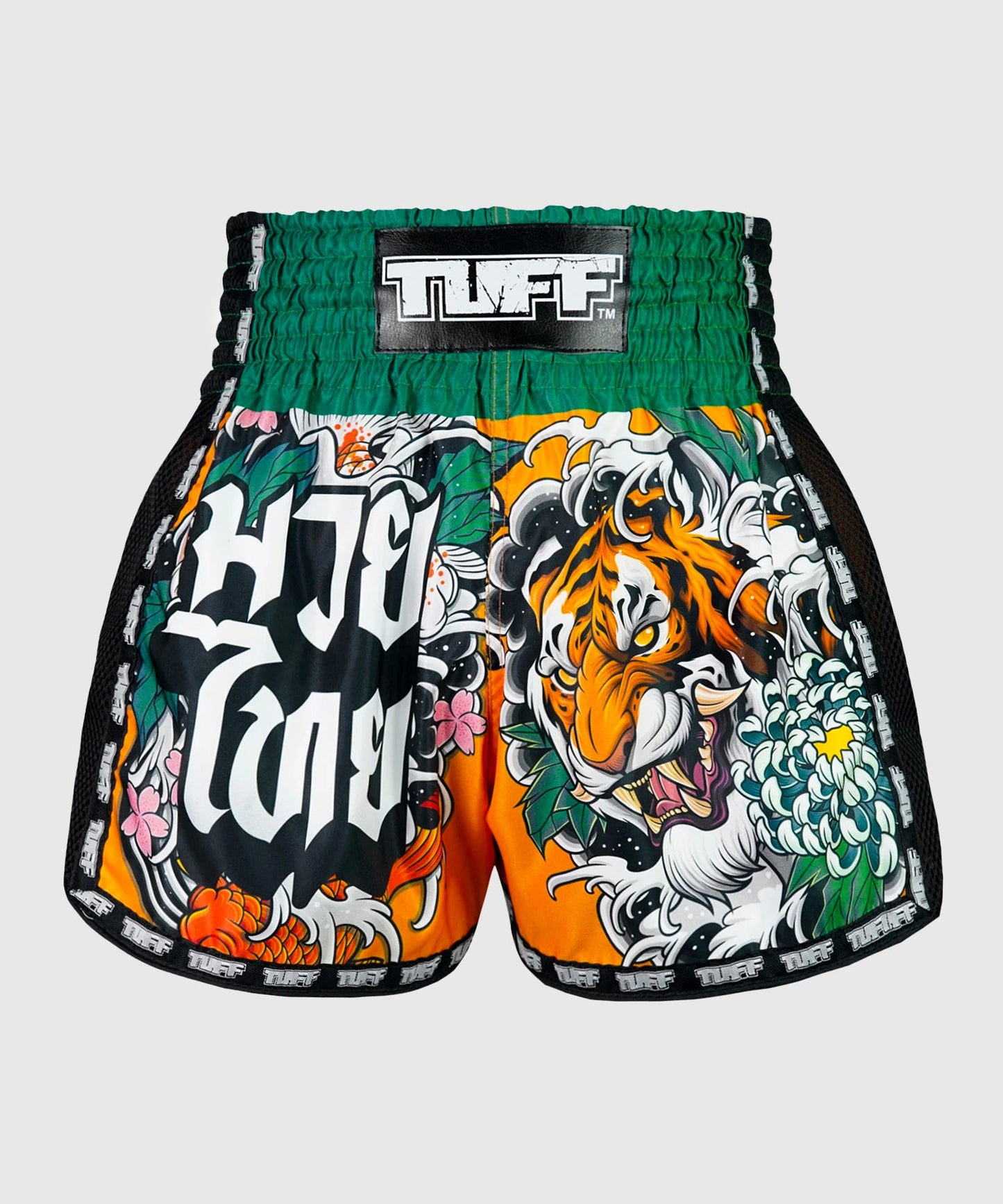 Short de Muay Thai Tuff New Retro Tora Mori To Kingyo - Orange/Vert