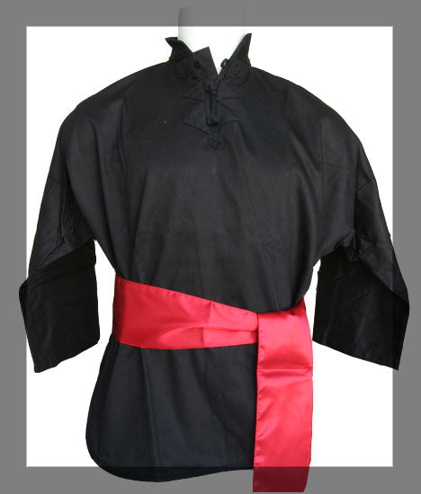 Fujimae Kung-Fu Jacke mit rotem Gürtel - Schwarz