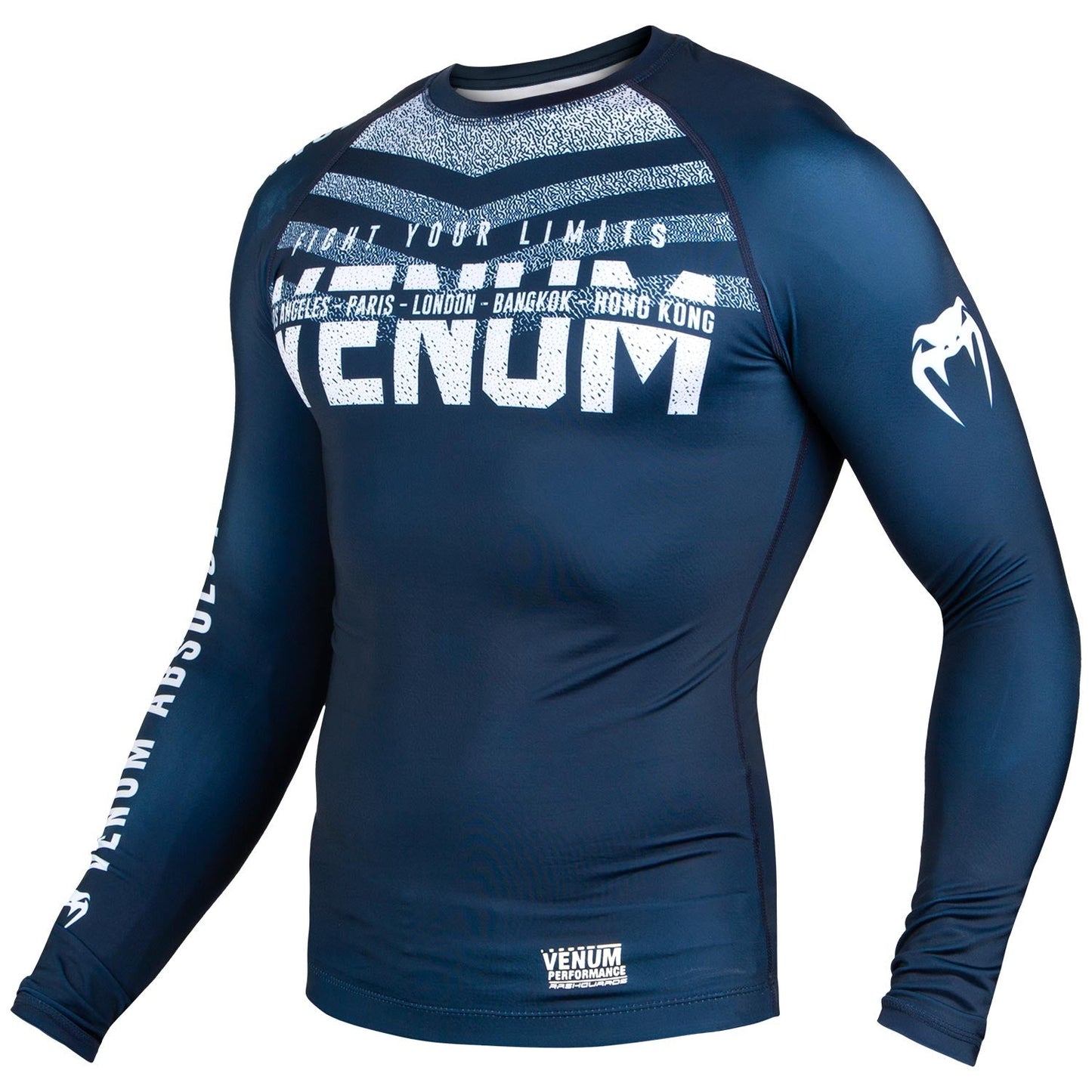 Venum Signature Rashguard - Langarm - Marineblau/Weiß