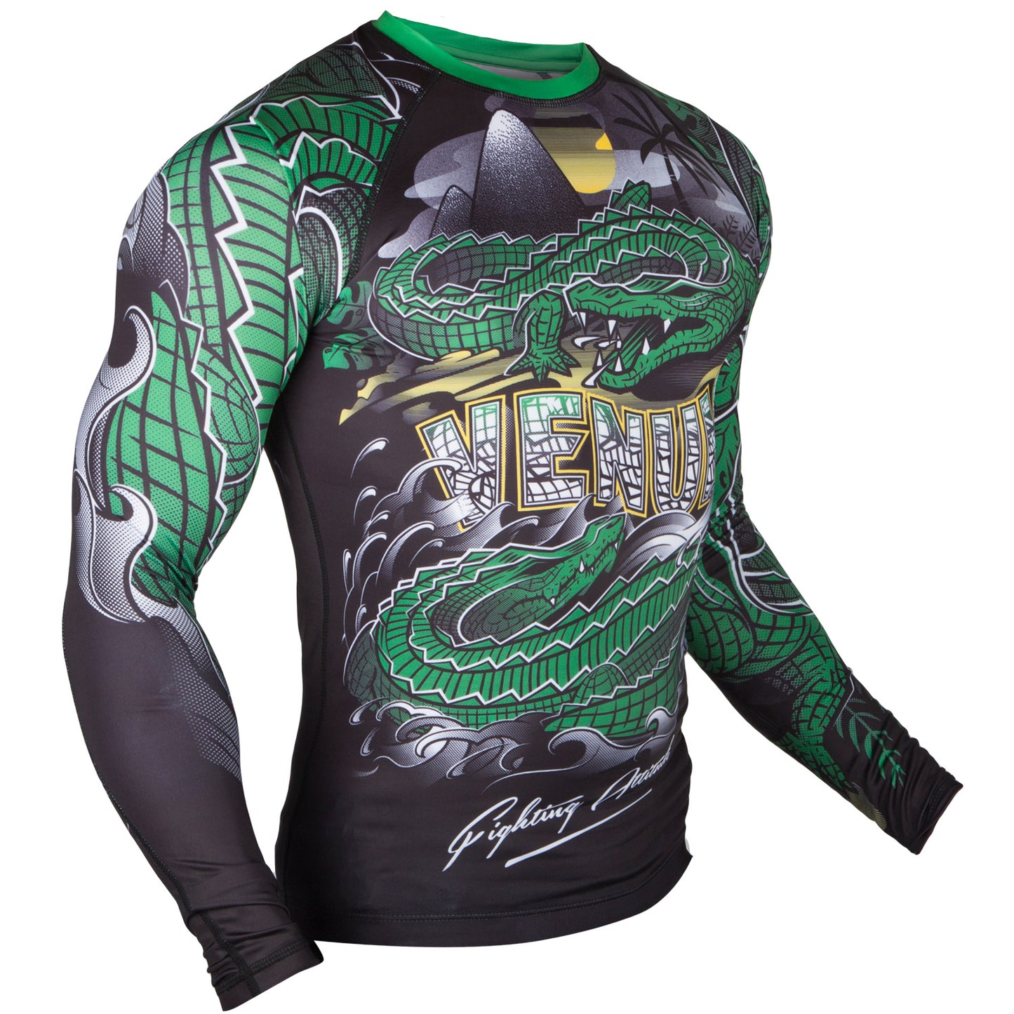 Venum Crocodile Rashguard - Schwarz/Grün - Langarm