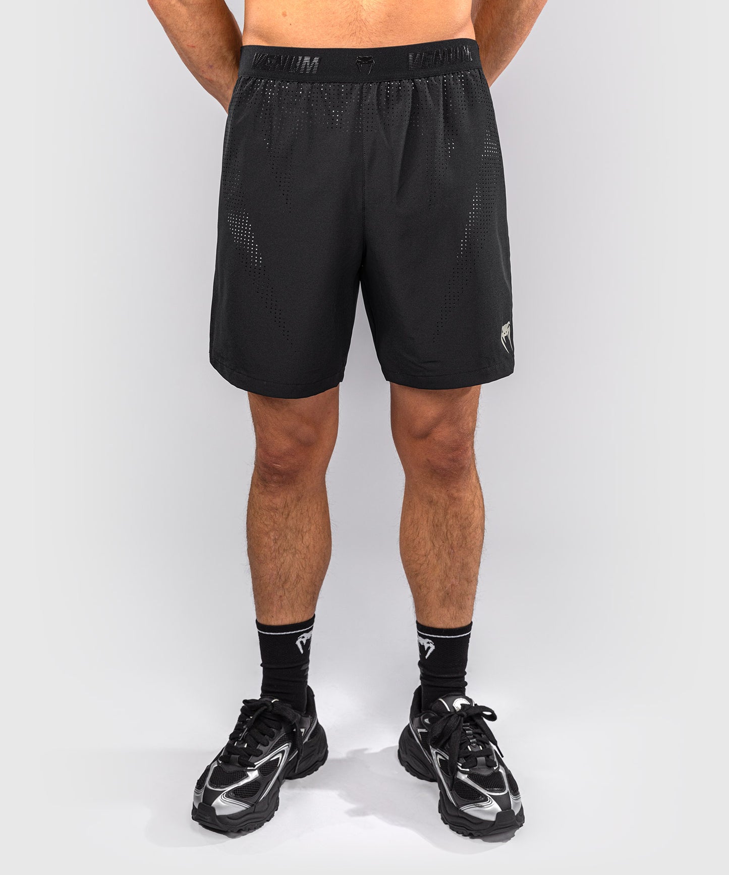 Pantaloncini da allenamento ibridi Venum Lazer - Nero/Grigio