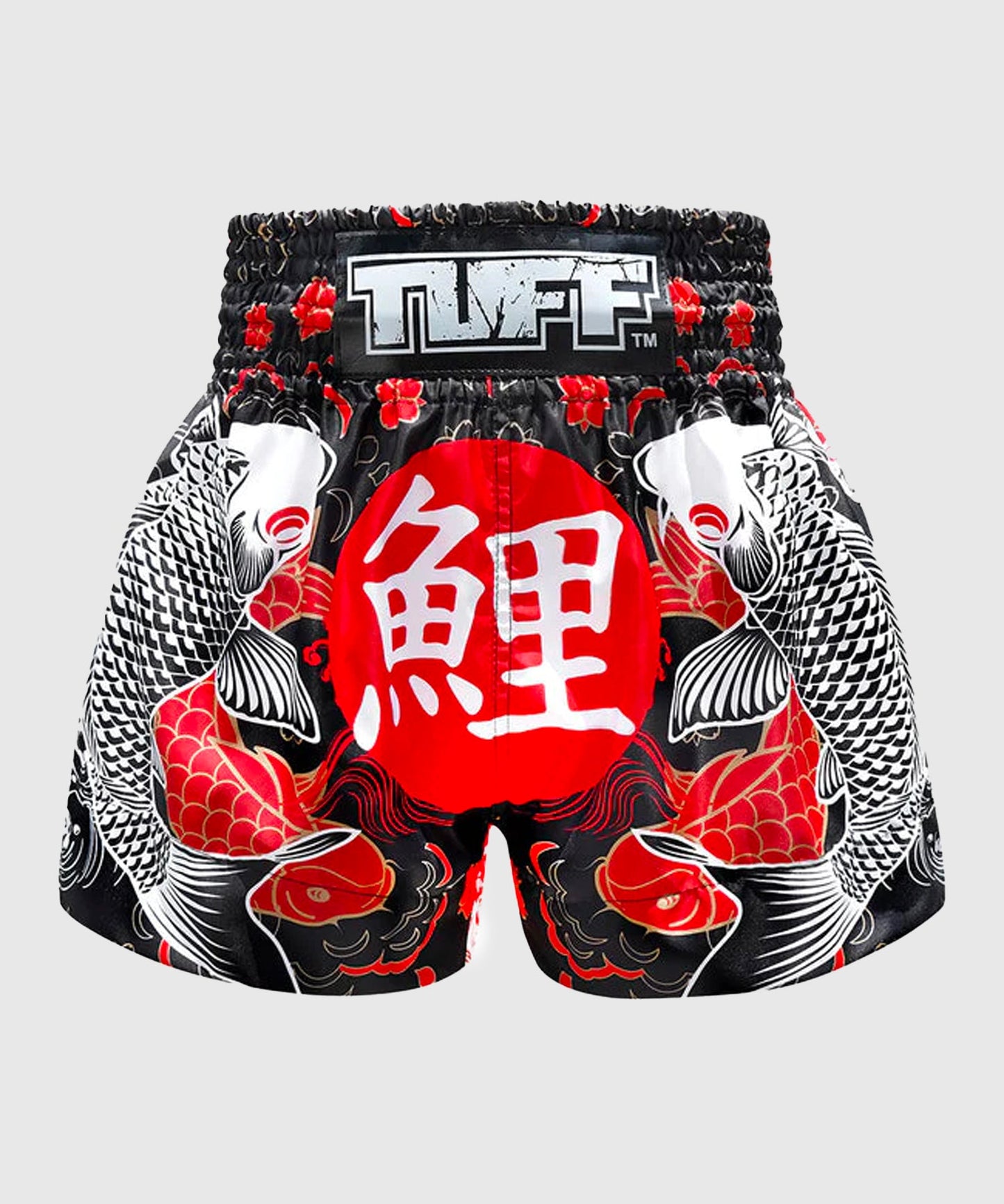 Tuff Japanese Koi Fish Pantalones de Muay Thai - Negro