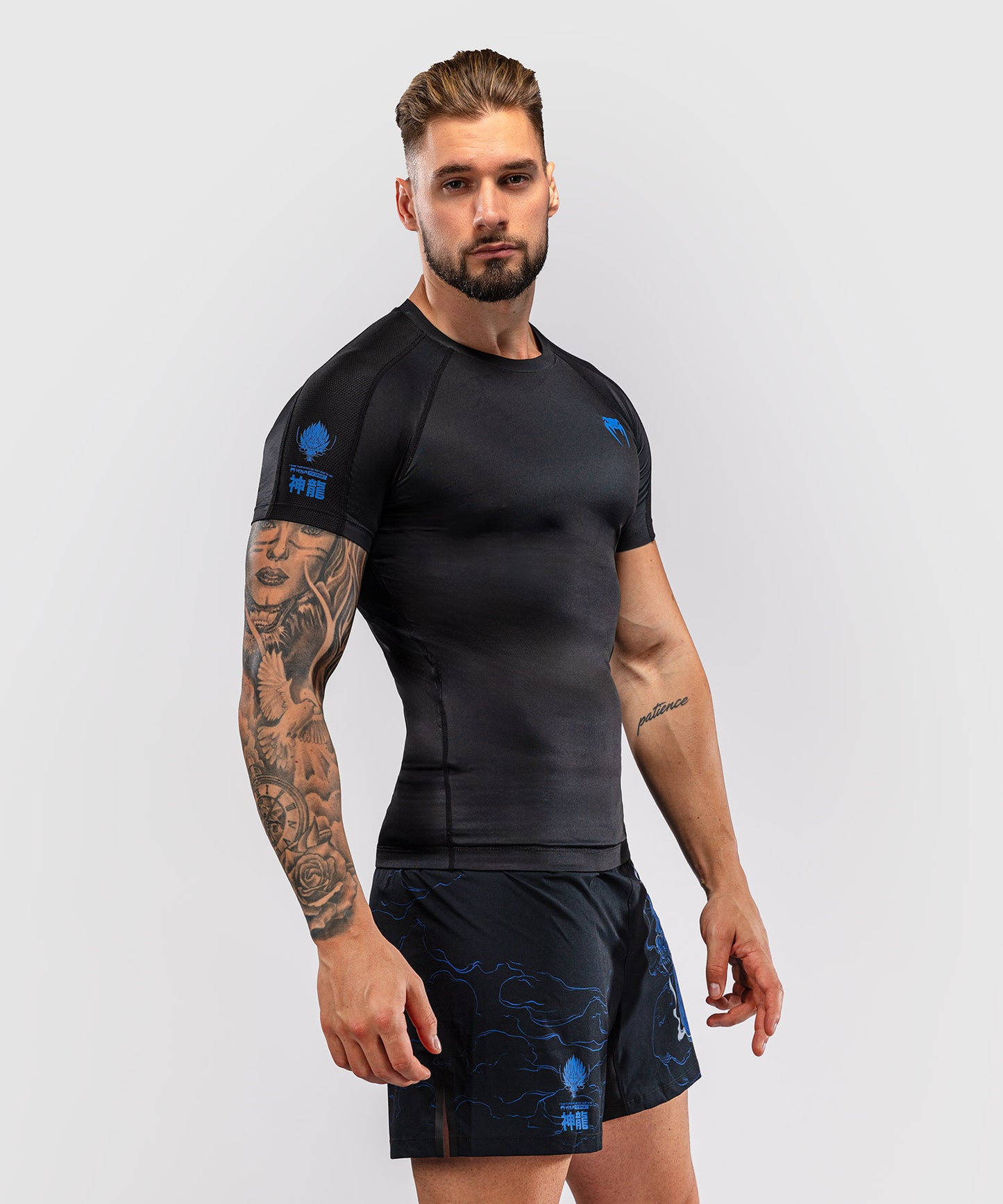 Rashguard à Manches Courtes Venum Thunder Dragon – Noir/Bleu Royal