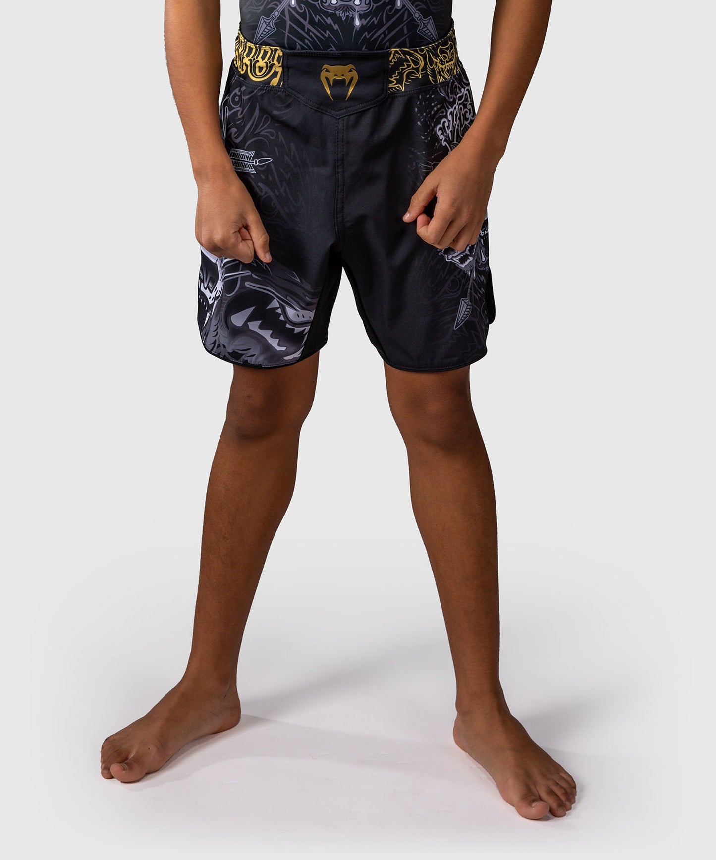 Short de Combat Pour Enfants Venum Wolf Atak – Noir/Gris