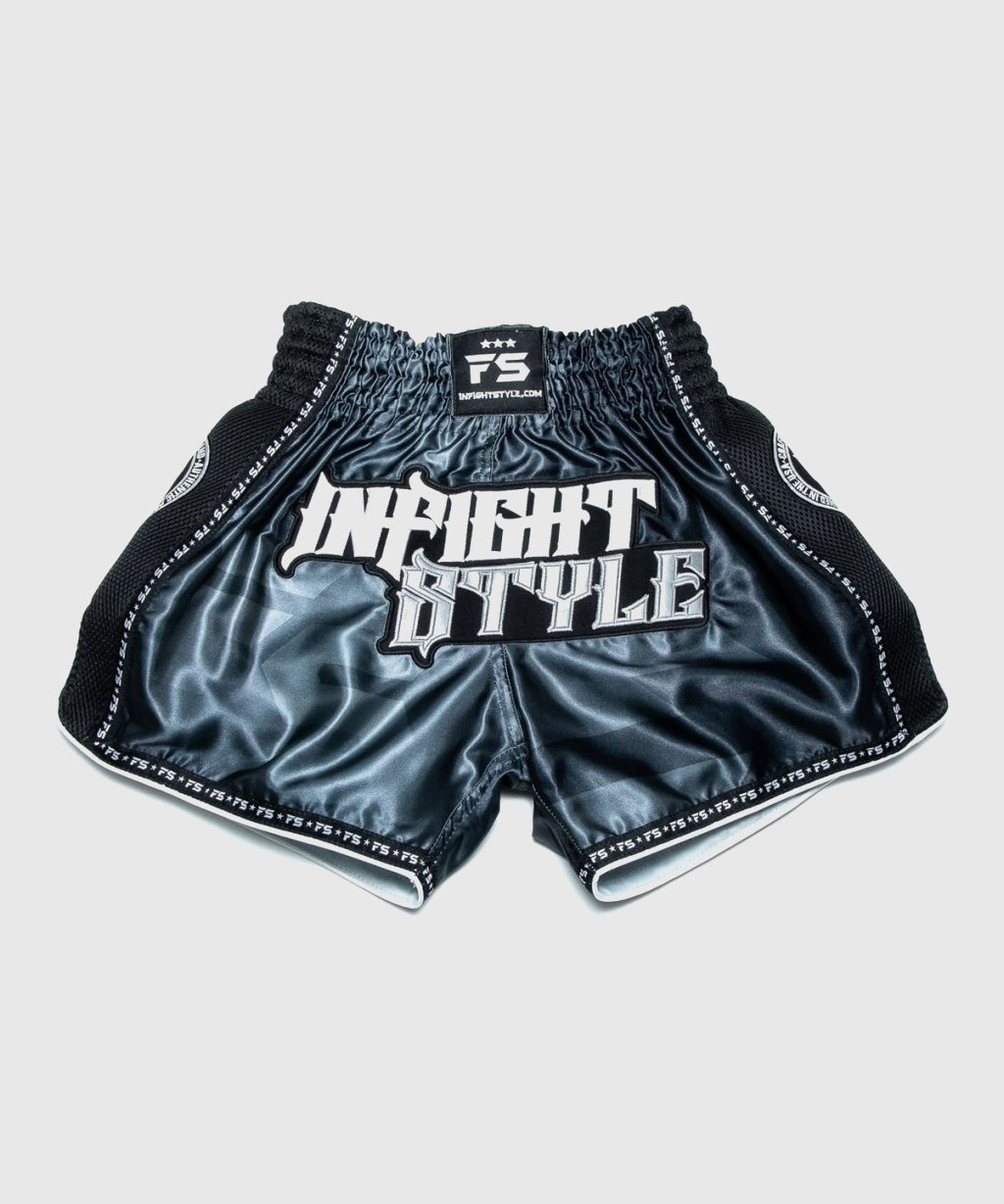 Infightstyle ”Od” Retro Pantaloncini da Muay Thai - Nero