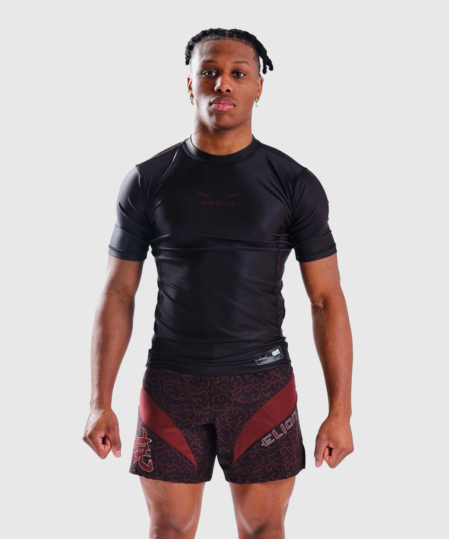 Elion X Naruto Akatsuki Kurzarm-Rashguard - Schwarz/Rot