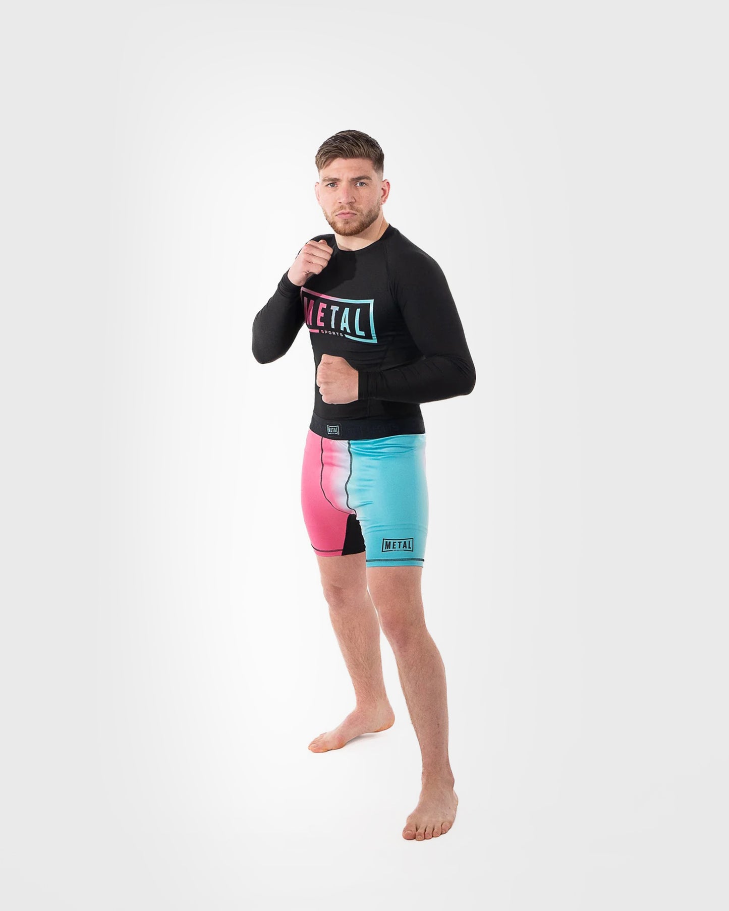 Short de Compression Metal Boxe Miami - Rose/Bleu