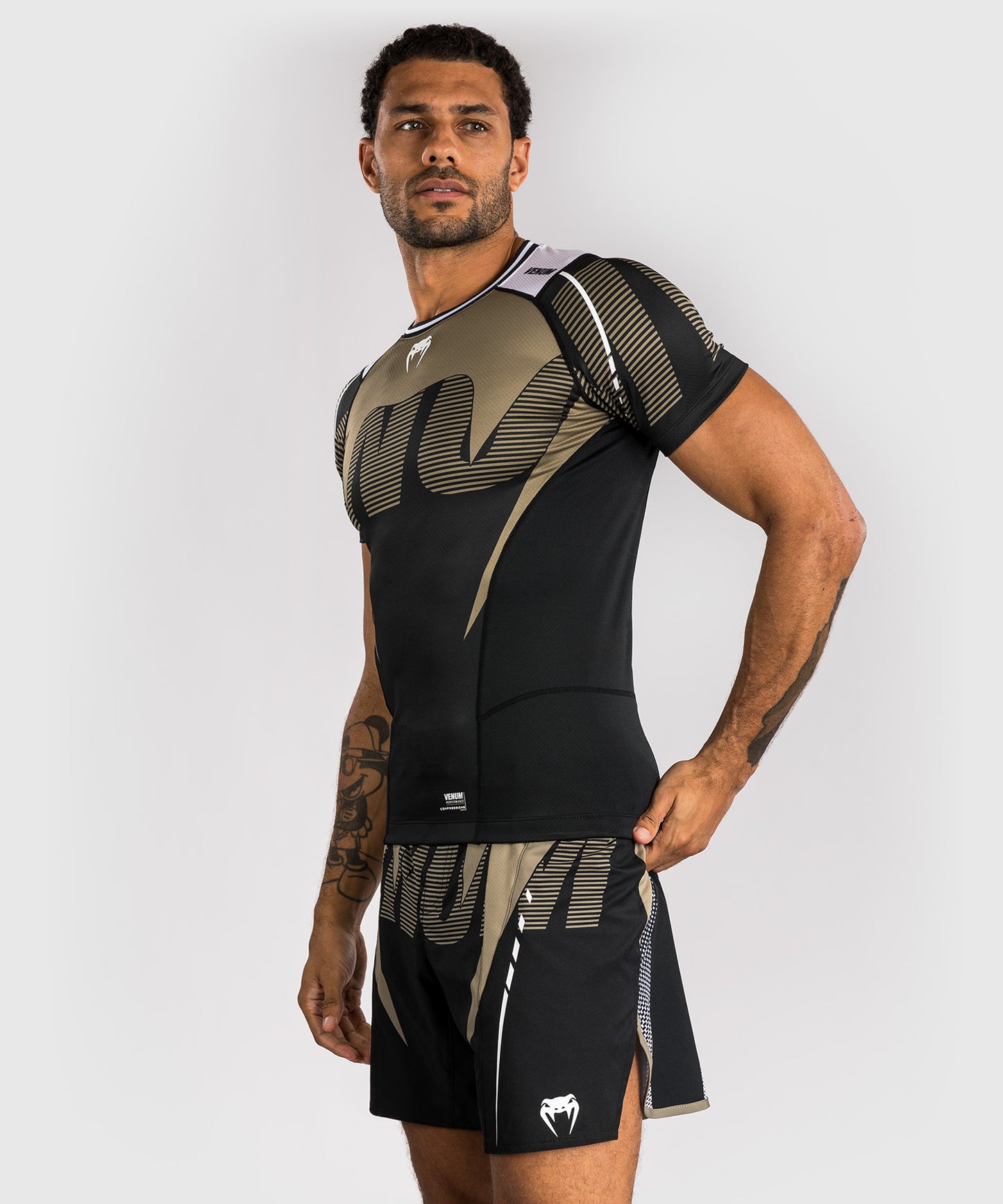 Venum Adrenaline Short Sleeve Rashguard - Black/Sand