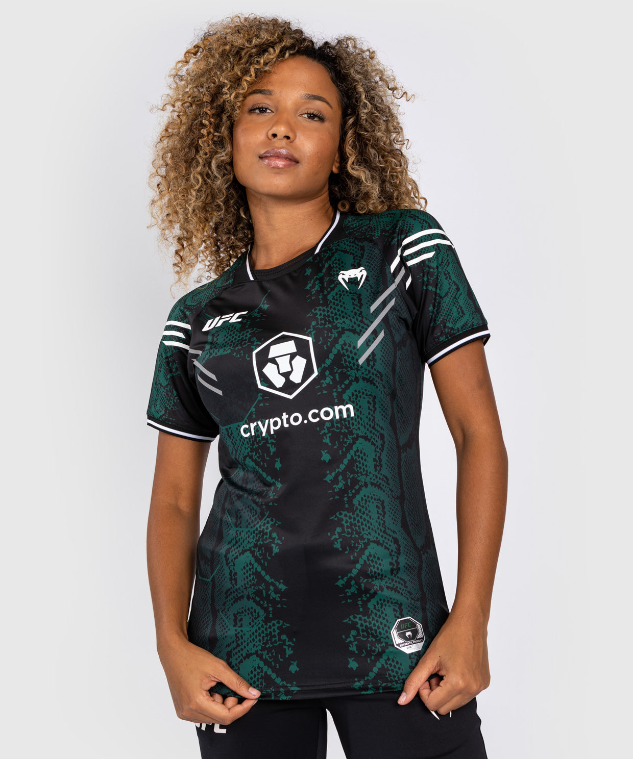 UFC Adrenaline Women's Technical T-Shirt by Venum Authentic Fight Night - Emerald Edition - Grün/Schwarz