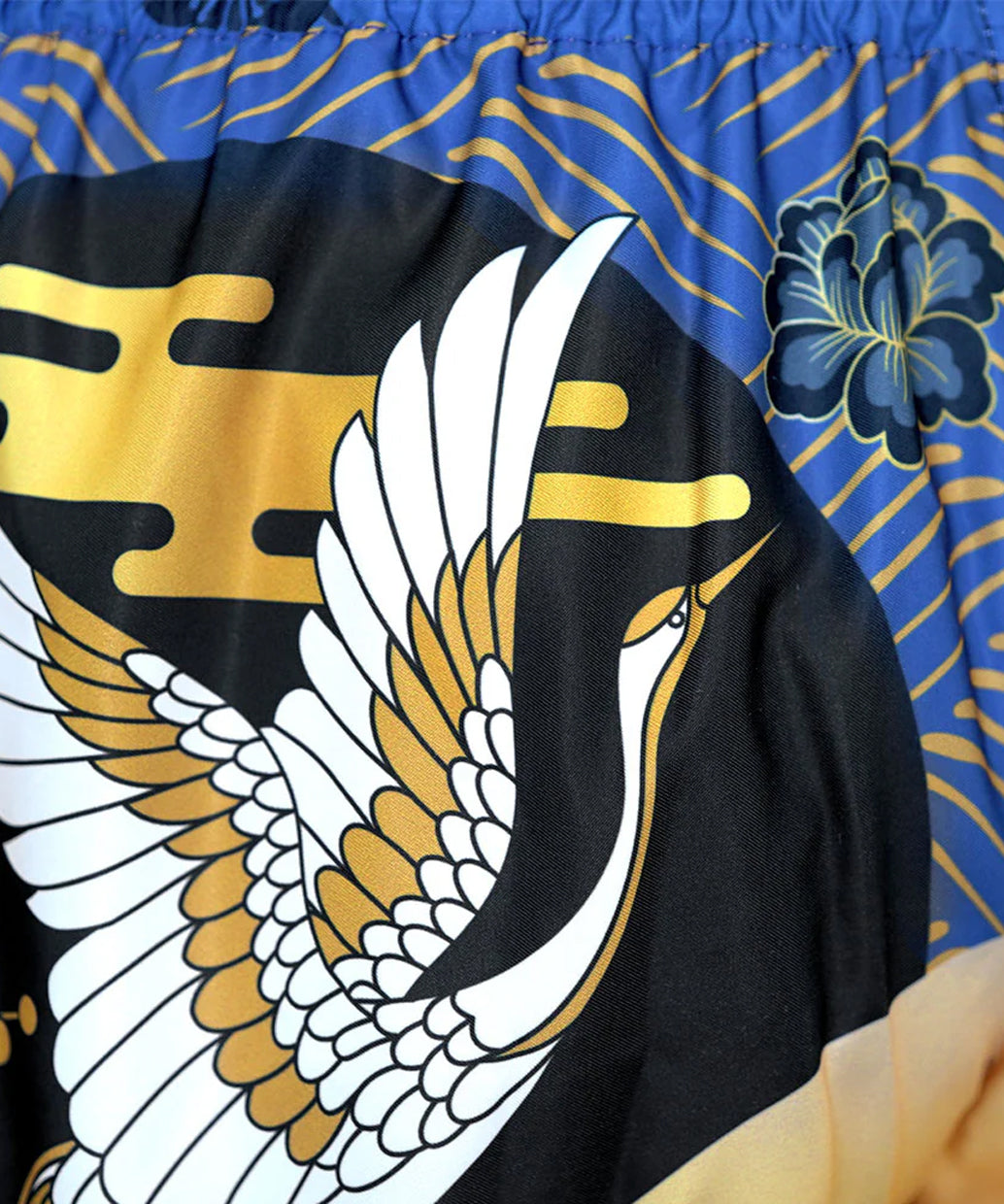Tuff Majestic Crane Muay Thai Shorts - Blue/Gold