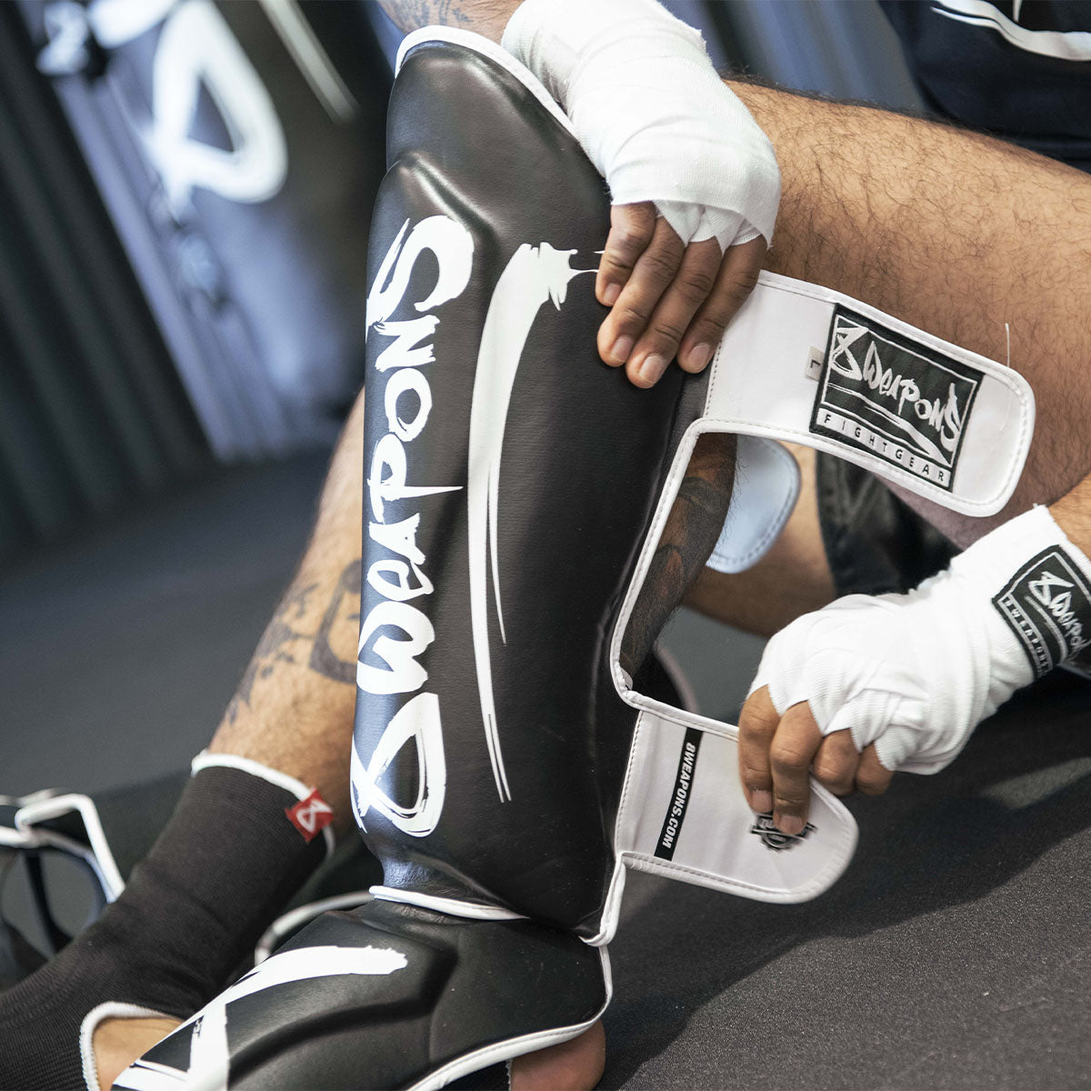 8 Weapons Unlimited Shin Guards - Black/White