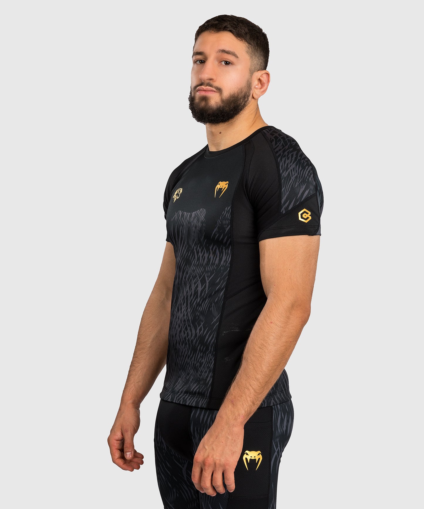 Venum x Chimaev Kurzarm Rashguard - Schwarz/Grau