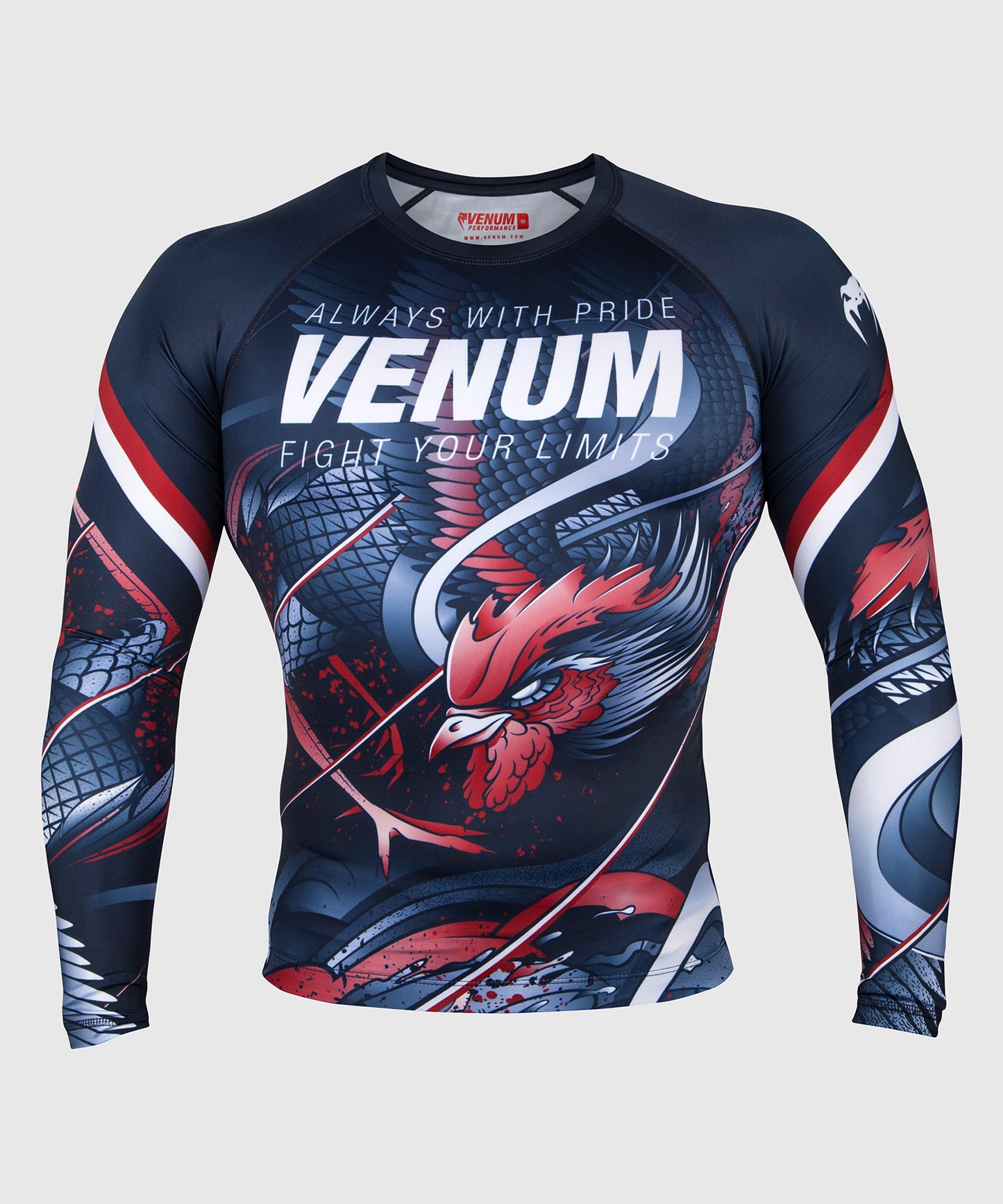 Rashguard Venum Rooster - Manches Longues - Bleu Marine/Orange