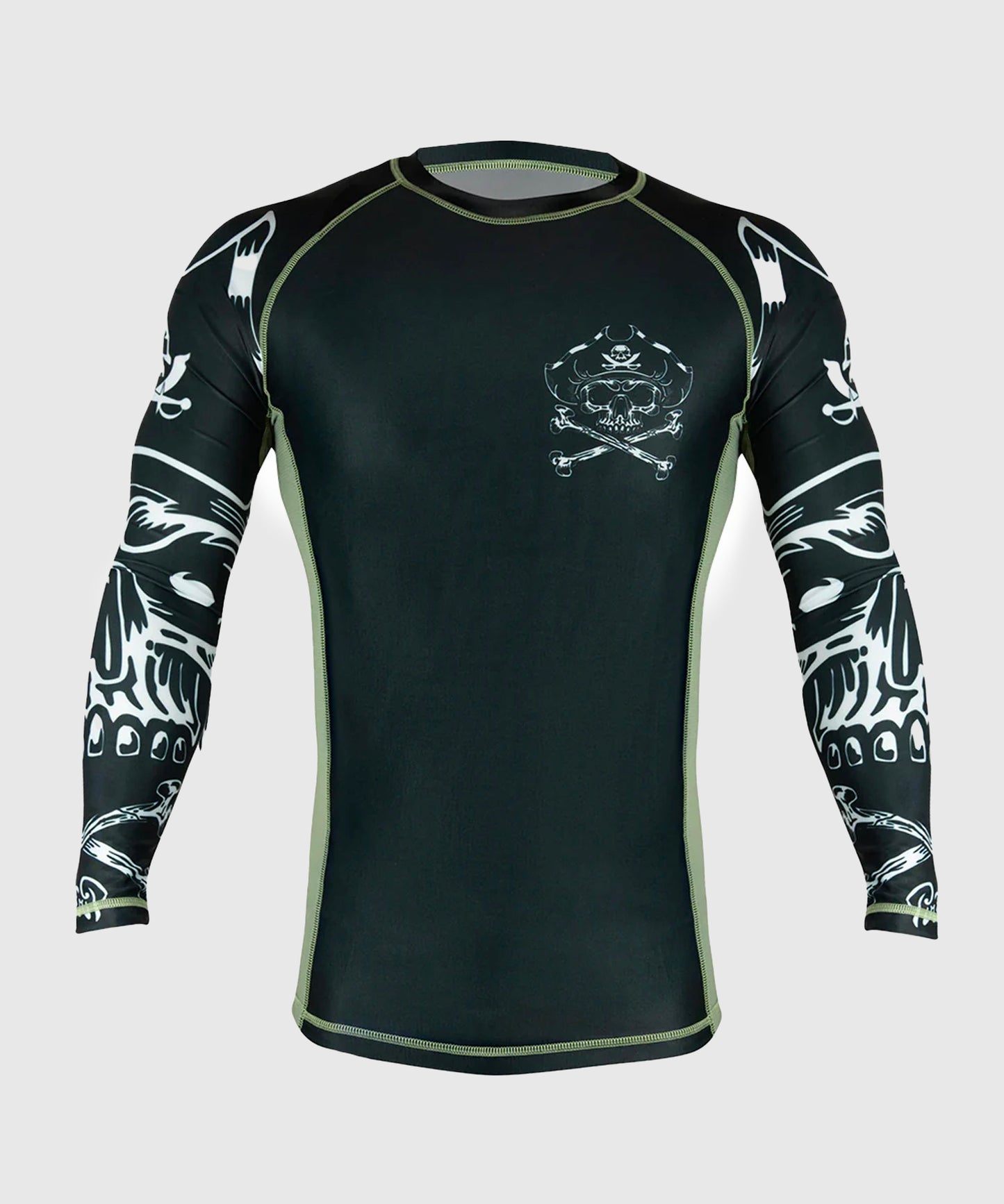 Pride Or Die Pirate V2 Langarm-Rashguard - Schwarz/Beige