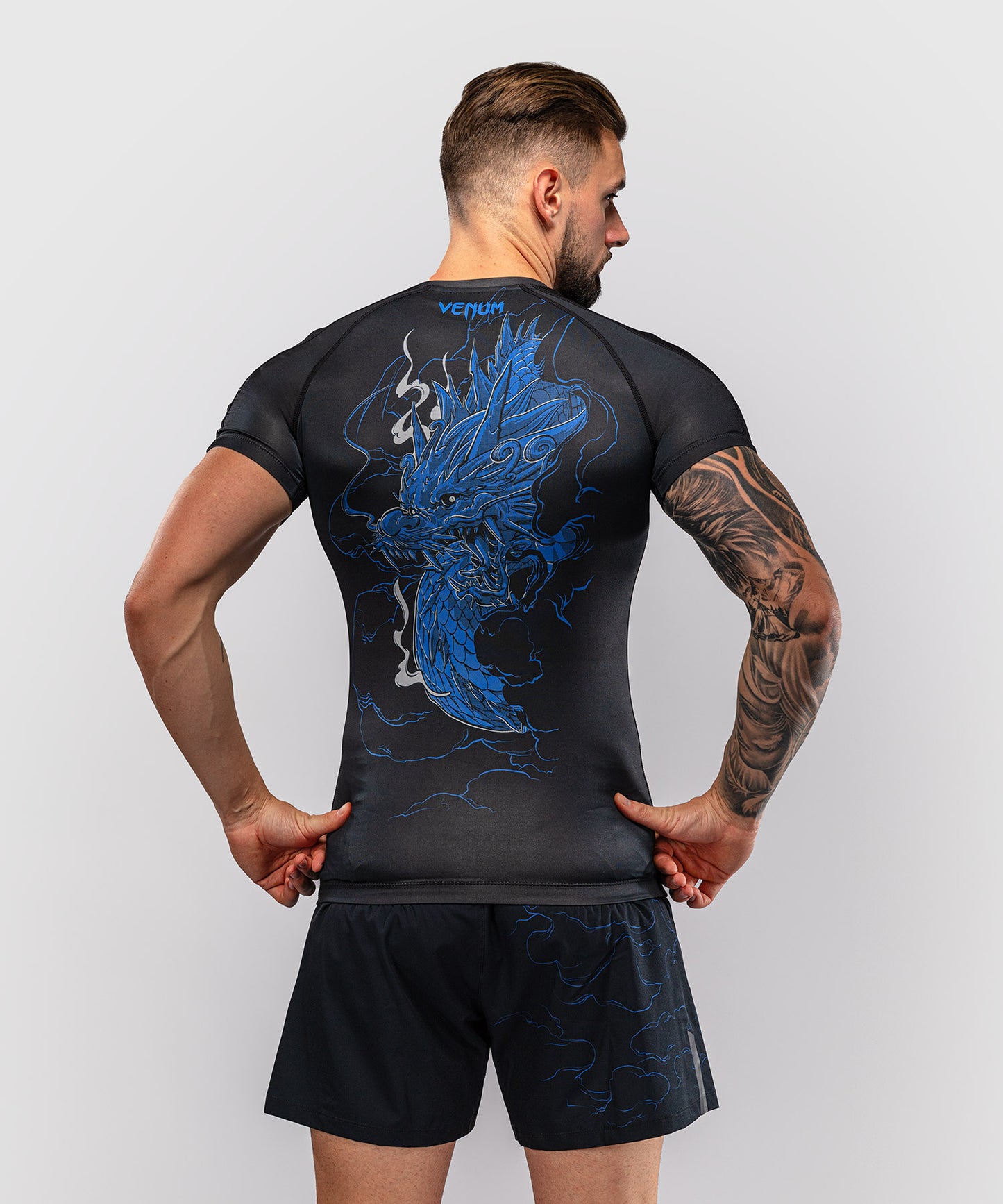 Rashguard à Manches Courtes Venum Thunder Dragon – Noir/Bleu Royal