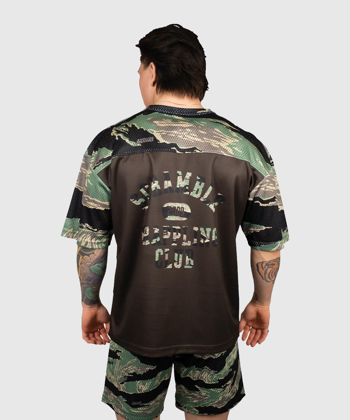 Scramble Mesh Tiger Camo Grappling T-Shirt - Schwarz