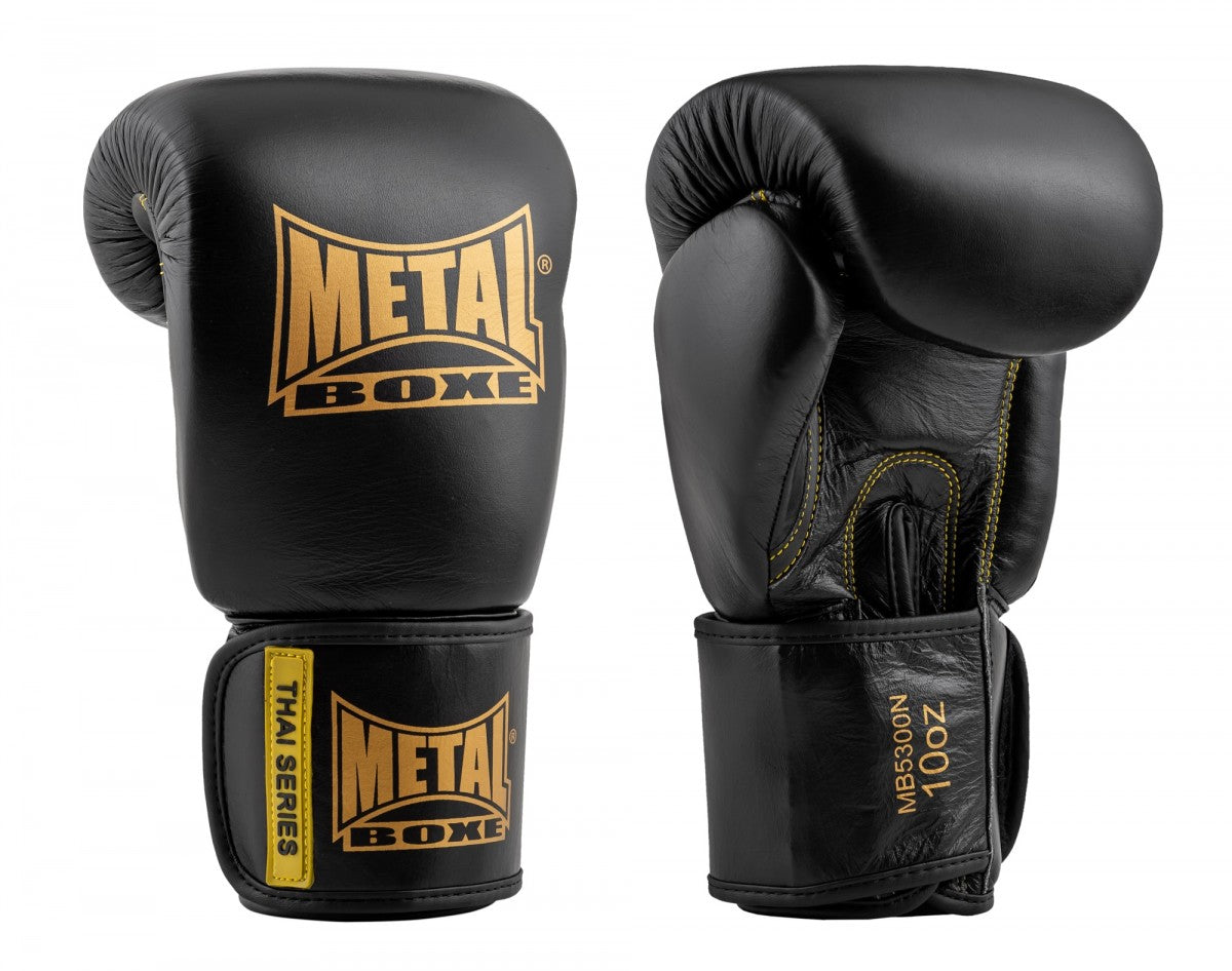 Metal Boxe Leder Boxhandschuhe - Schwarz/Gold