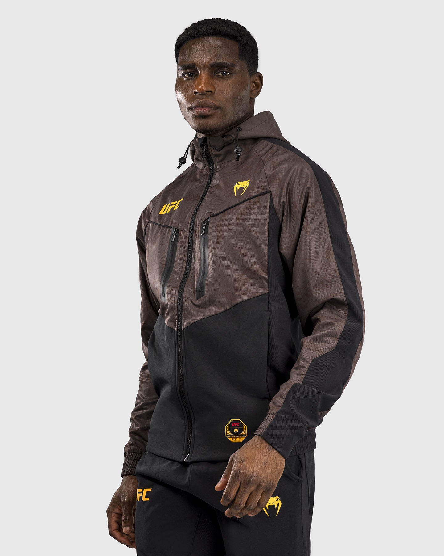 Veste à Capuche Zippé pour Hommes UFC Fusion by Venum Fight Week - Marron Terrestre