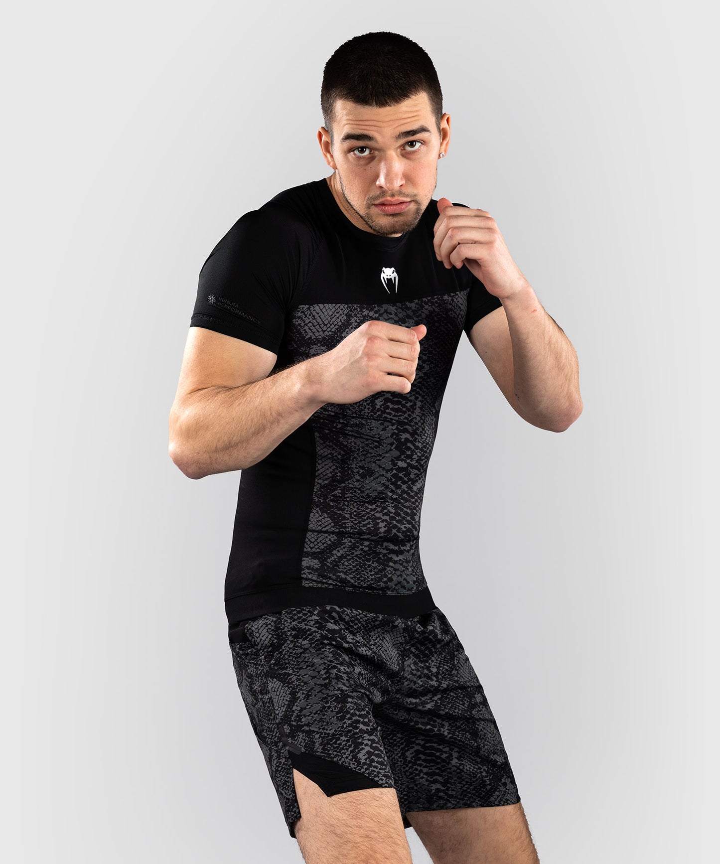 Rashguard à Manches Courtes Venum G-Fit Scales – Noir/Gris Charbon