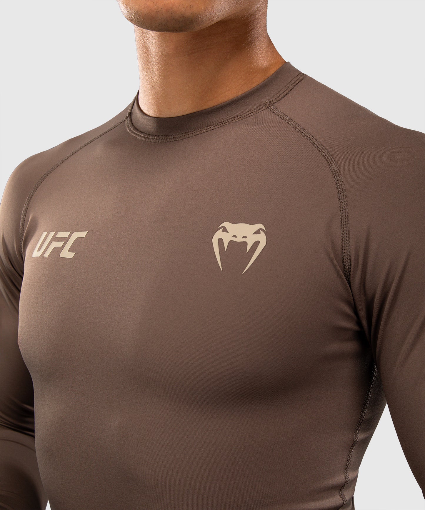 Venum UFC Unity by Venum Authentic Fight Week Men's Performance Long Sleeve Rashguard - Brown