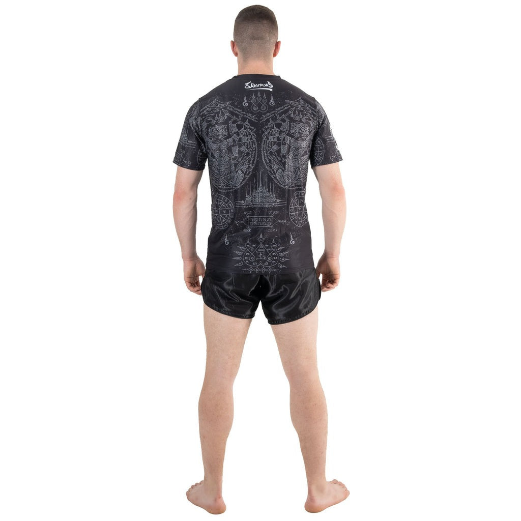 8 Weapons Functional Hanuman Yant T-Shirt - Schwarz/Grau