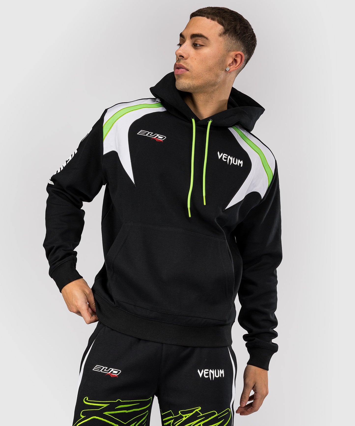 Sweat à capuche pour Hommes Venum x Bud Racing - Noir/Blanc/Citron Vert
